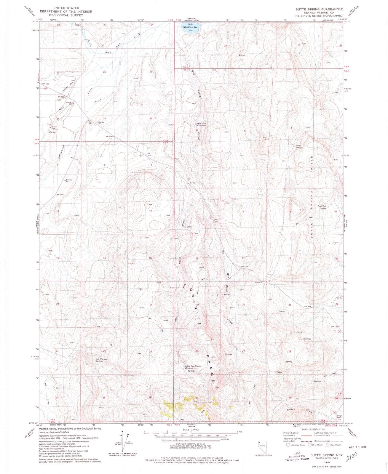 1979 Butte Spring, NV - Nevada - USGS Topographic Map