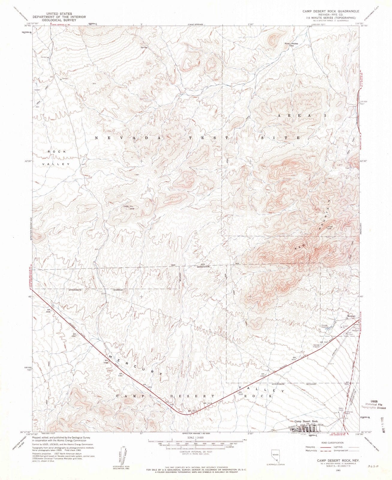 1961 Campesert Rock, NV - Nevada - USGS Topographic Map