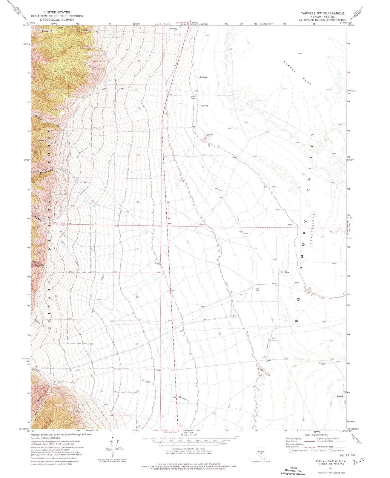 1971 Carvers, NV - Nevada - USGS Topographic Map v2