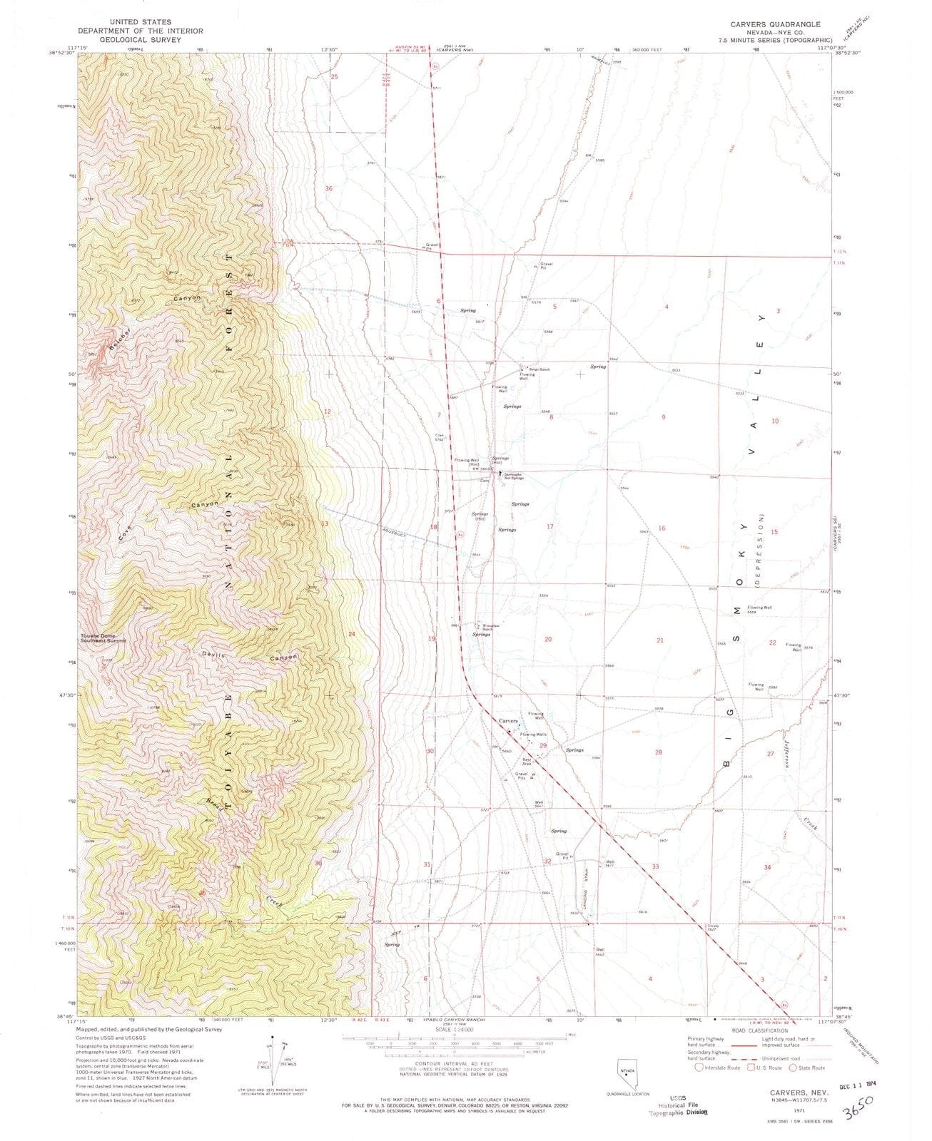 1971 Carvers, NV - Nevada - USGS Topographic Map v4