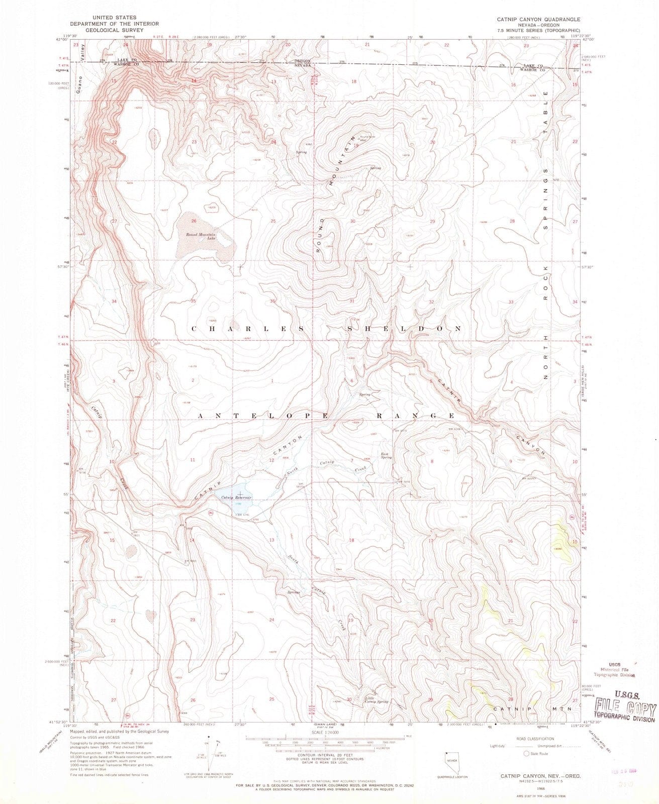 1966 Catnip Canyon, NV - Nevada - USGS Topographic Map