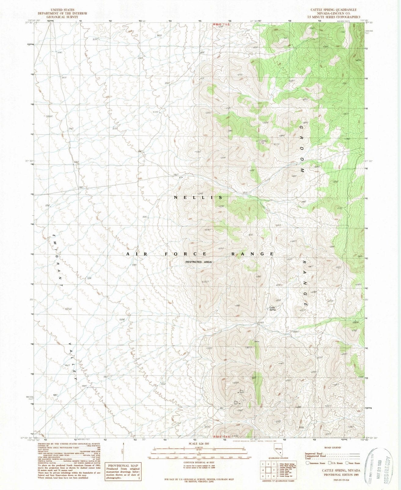 1989 Cattle Spring, NV - Nevada - USGS Topographic Map