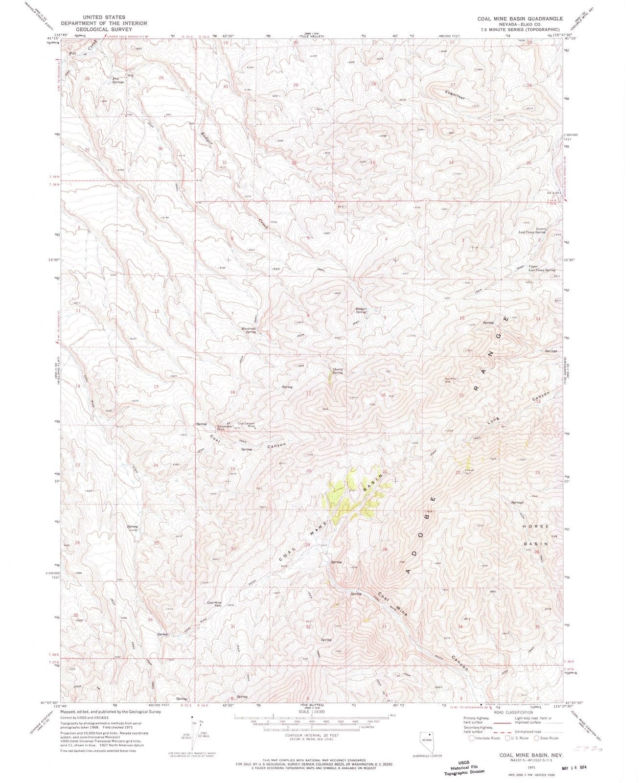 1971 Coal Mine Basin, NV - Nevada - USGS Topographic Map
