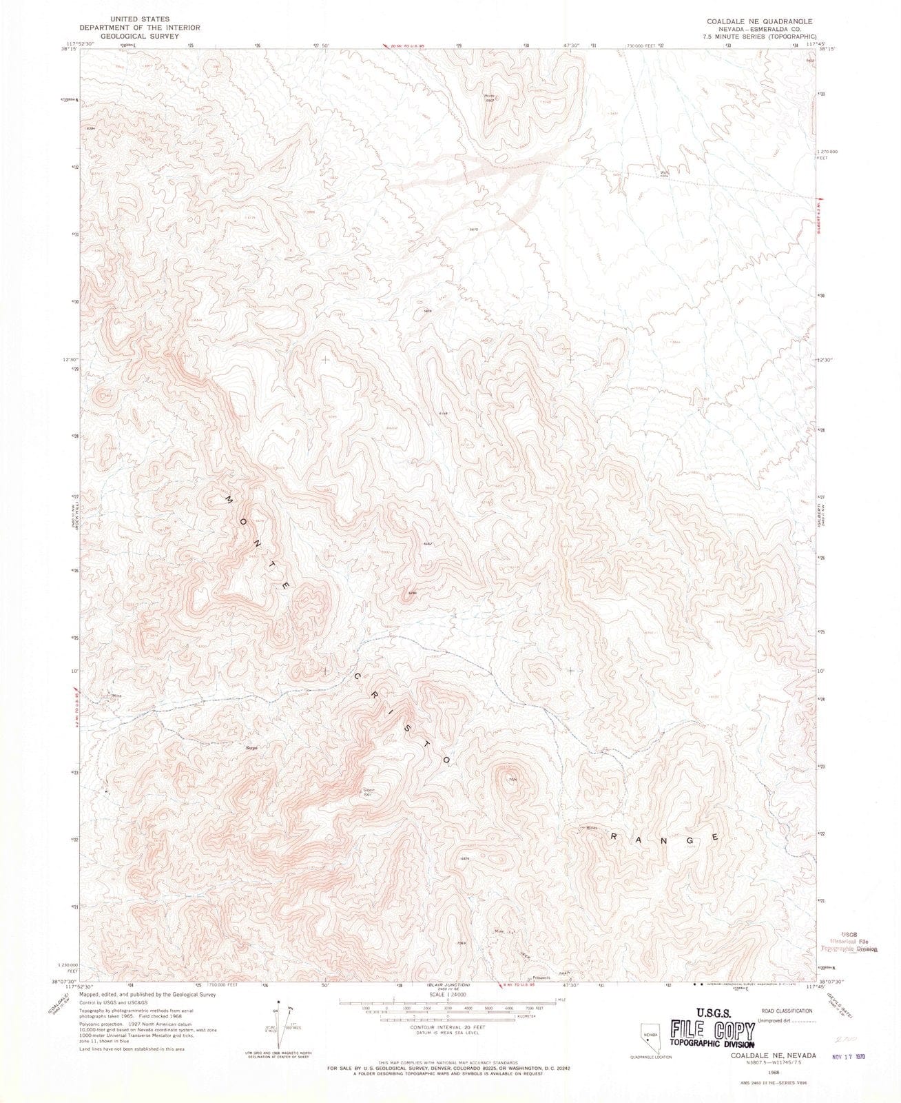 1968 Coaldale, NV - Nevada - USGS Topographic Map