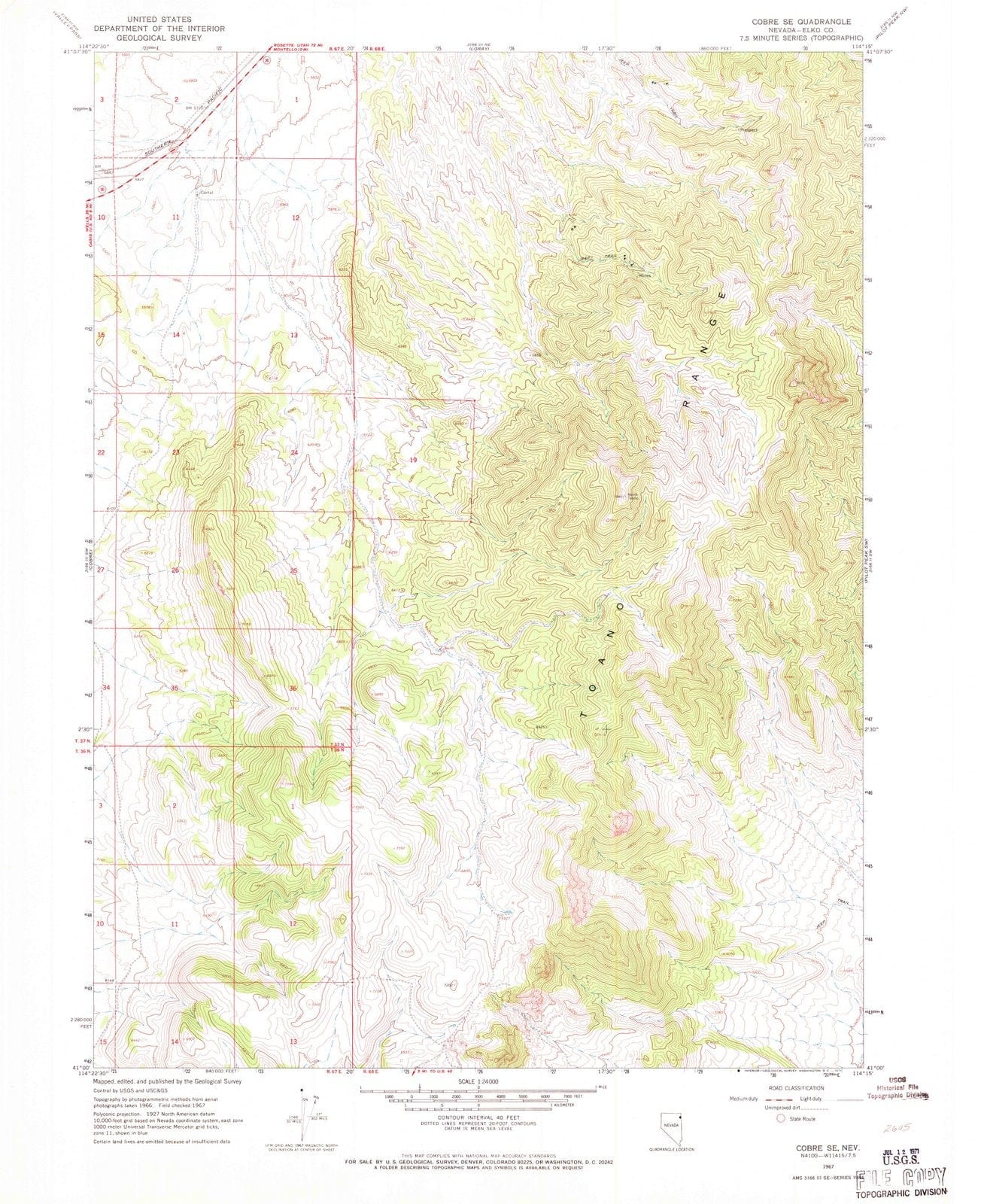 1967 Cobre, NV - Nevada - USGS Topographic Map