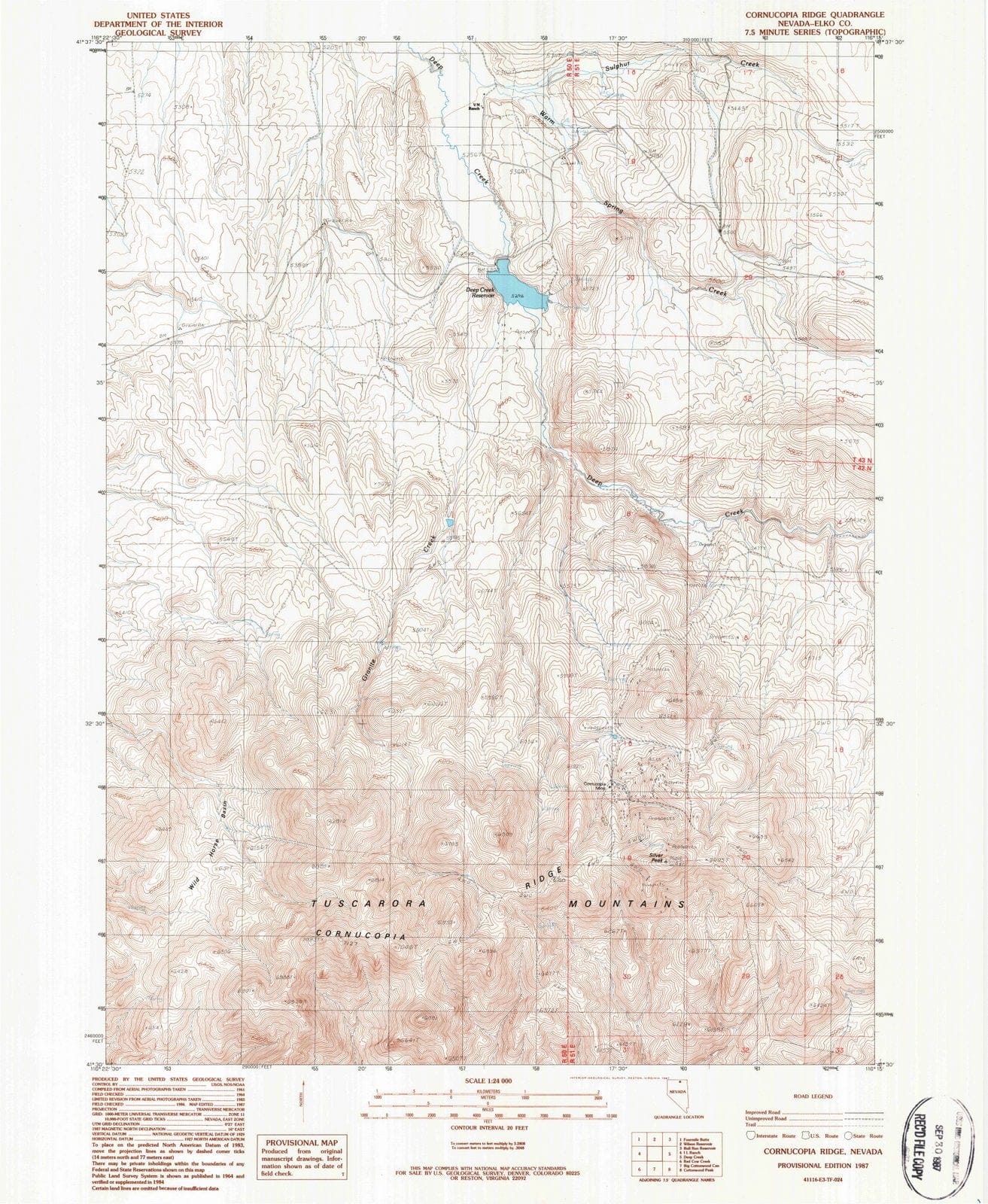 1987 Cornucopia Ridge, NV - Nevada - USGS Topographic Map