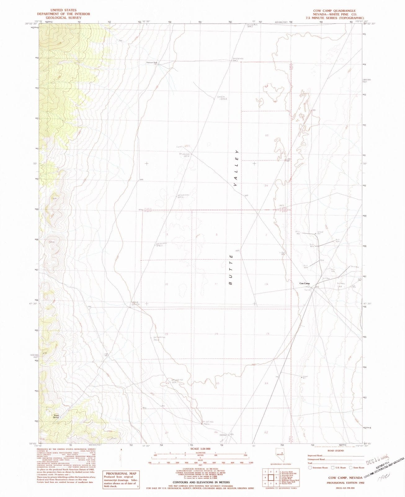 1982 Cow Camp, NV - Nevada - USGS Topographic Map