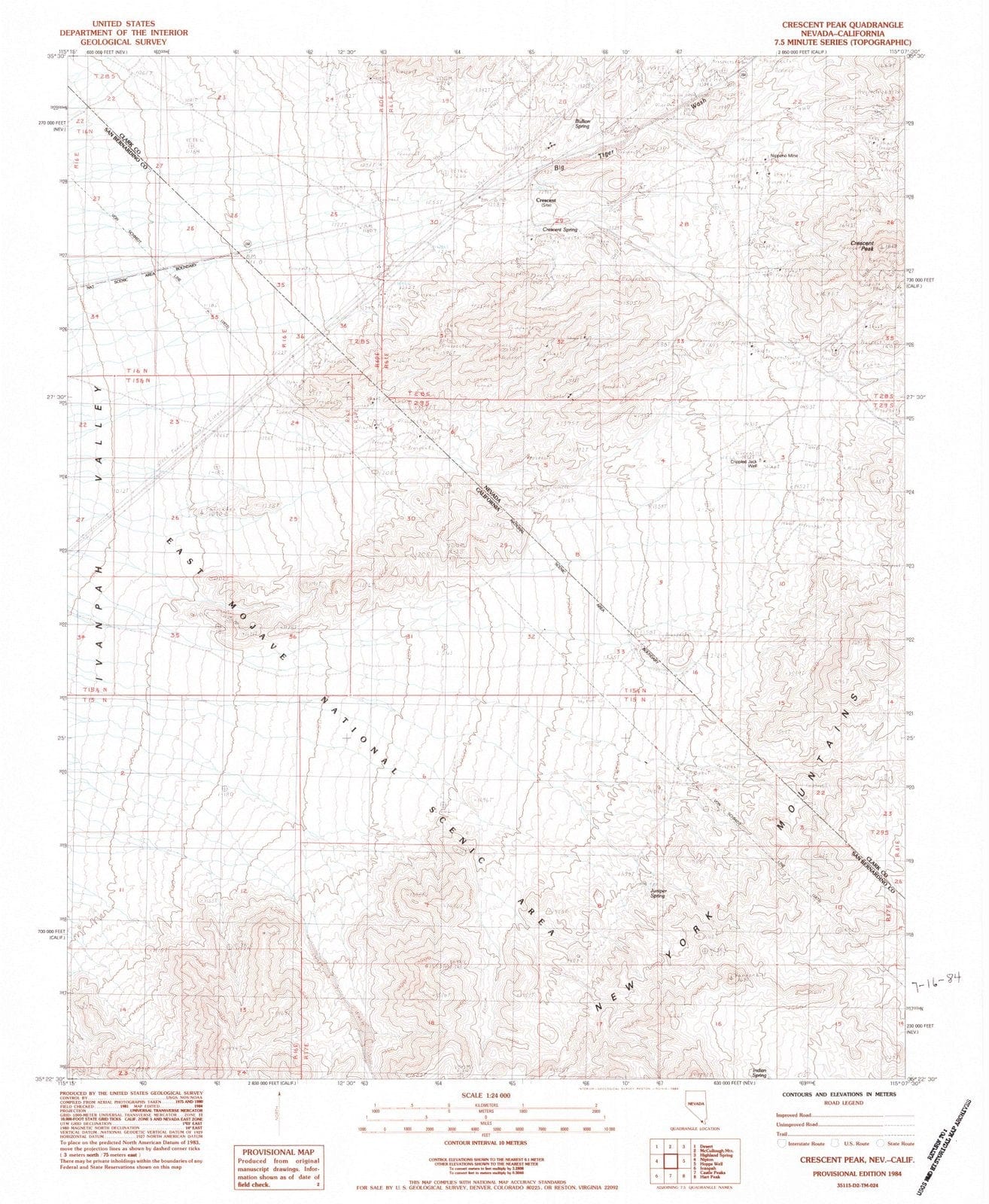 1984 Crescent Peak, NV - Nevada - USGS Topographic Map