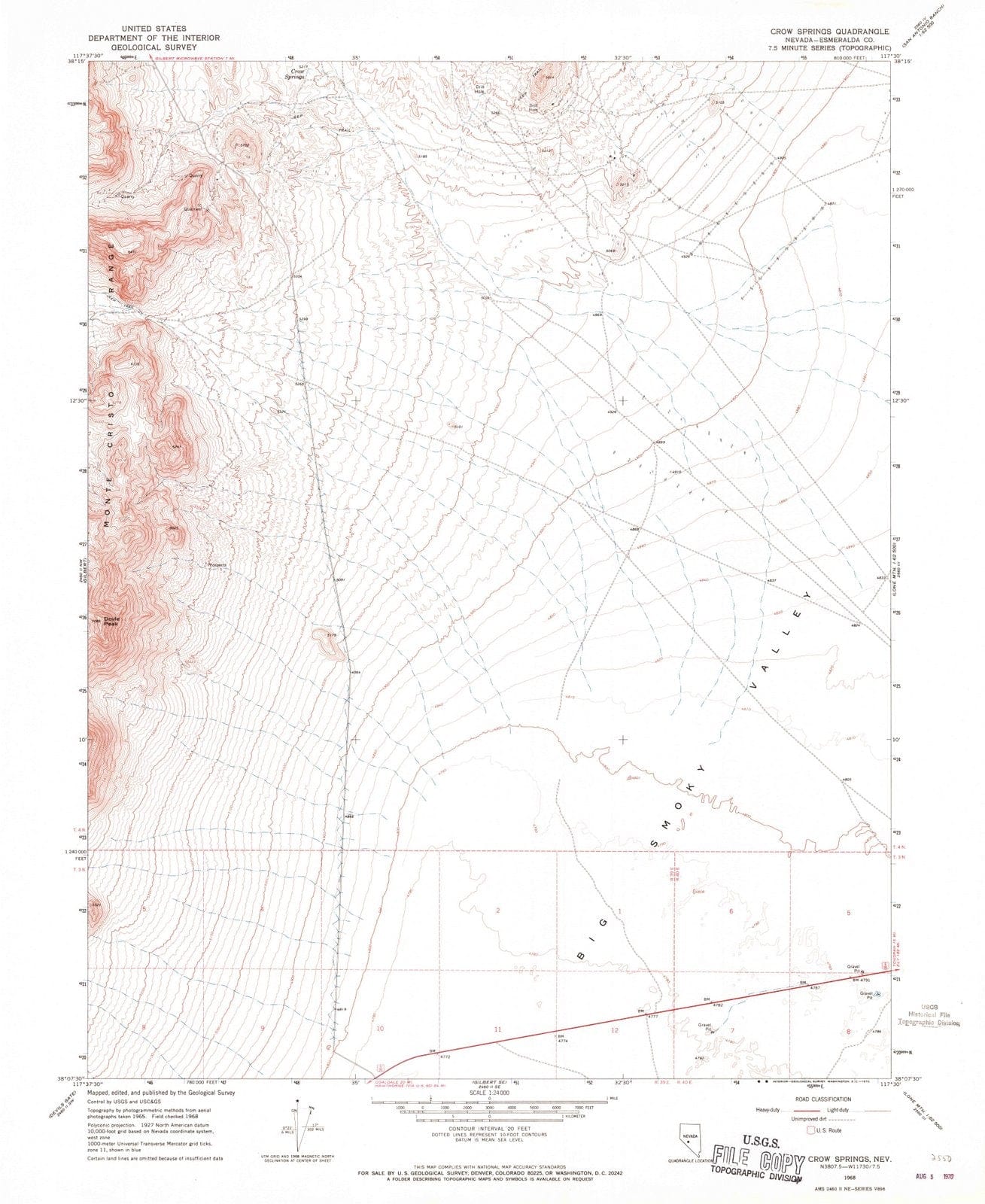 1968 Crow Springs, NV - Nevada - USGS Topographic Map