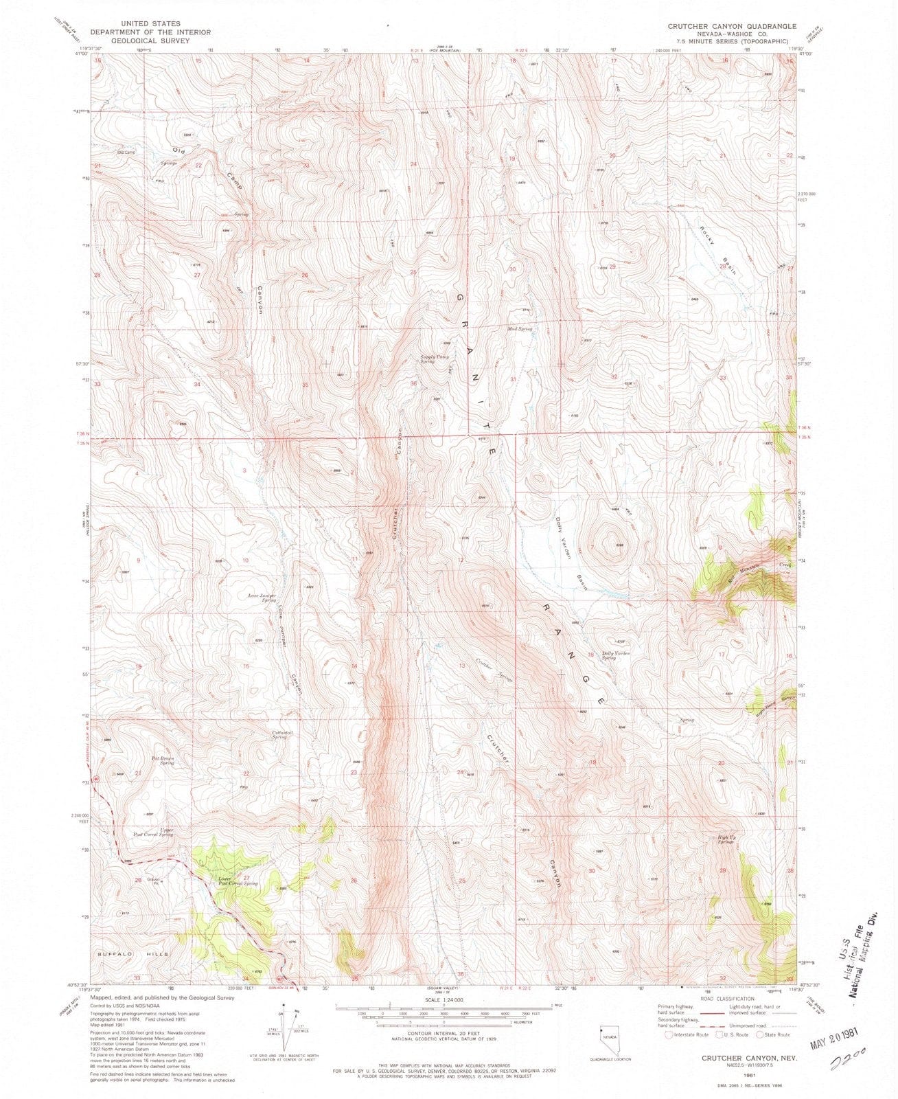 1981 Crutcher Canyon, NV - Nevada - USGS Topographic Map
