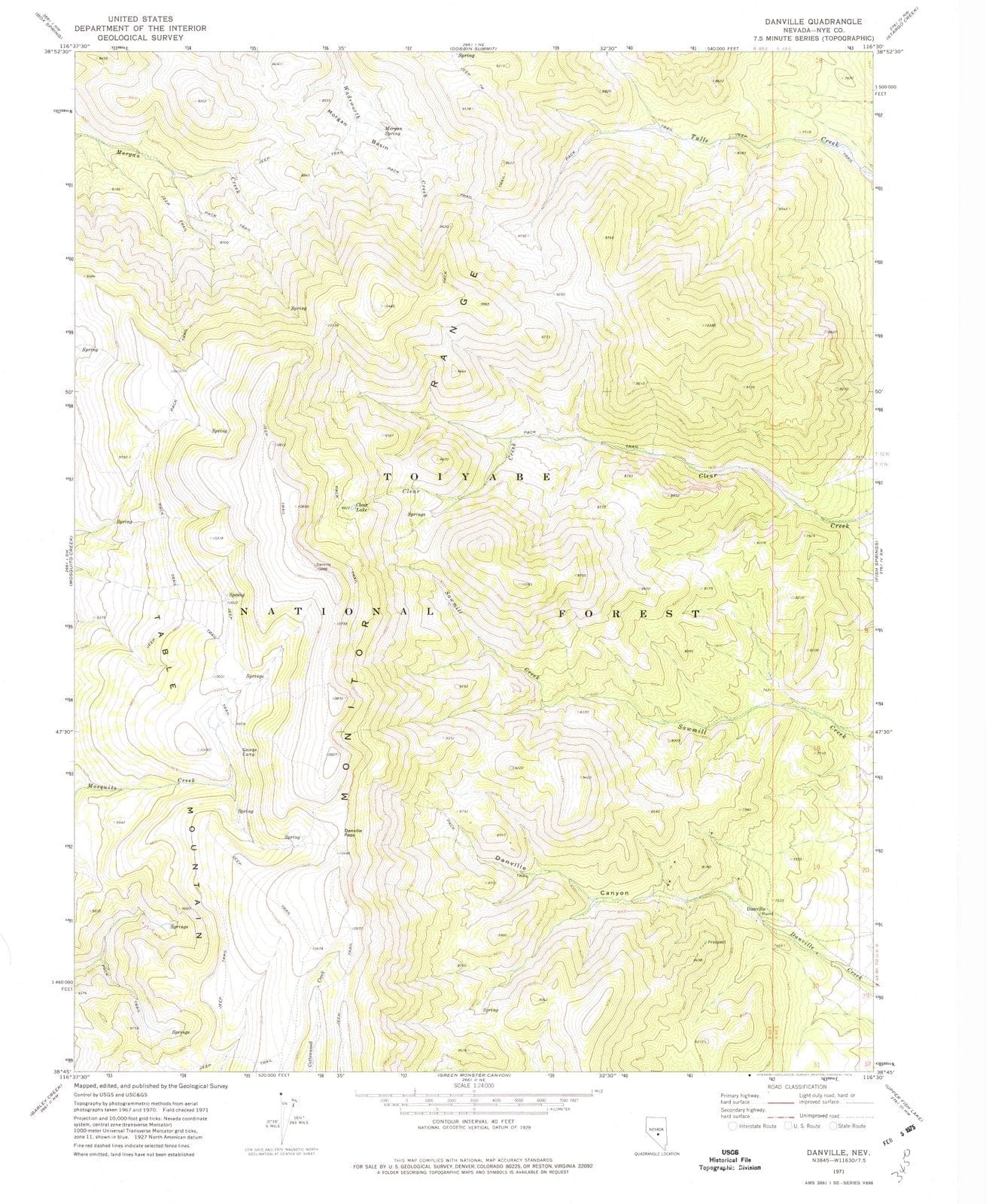 1971 Danville, NV - Nevada - USGS Topographic Map