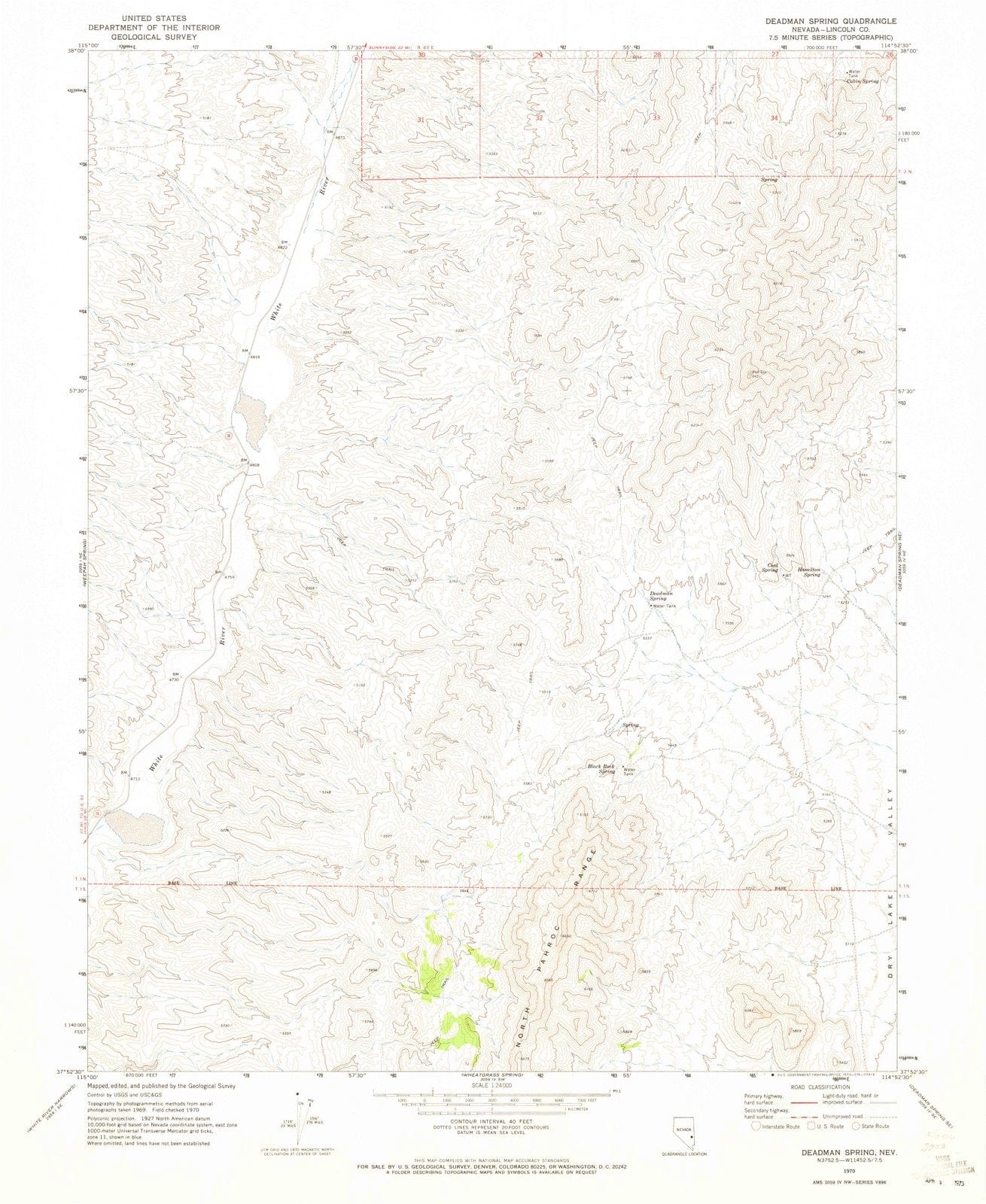 1970 Deadman Spring, NV - Nevada - USGS Topographic Map v3