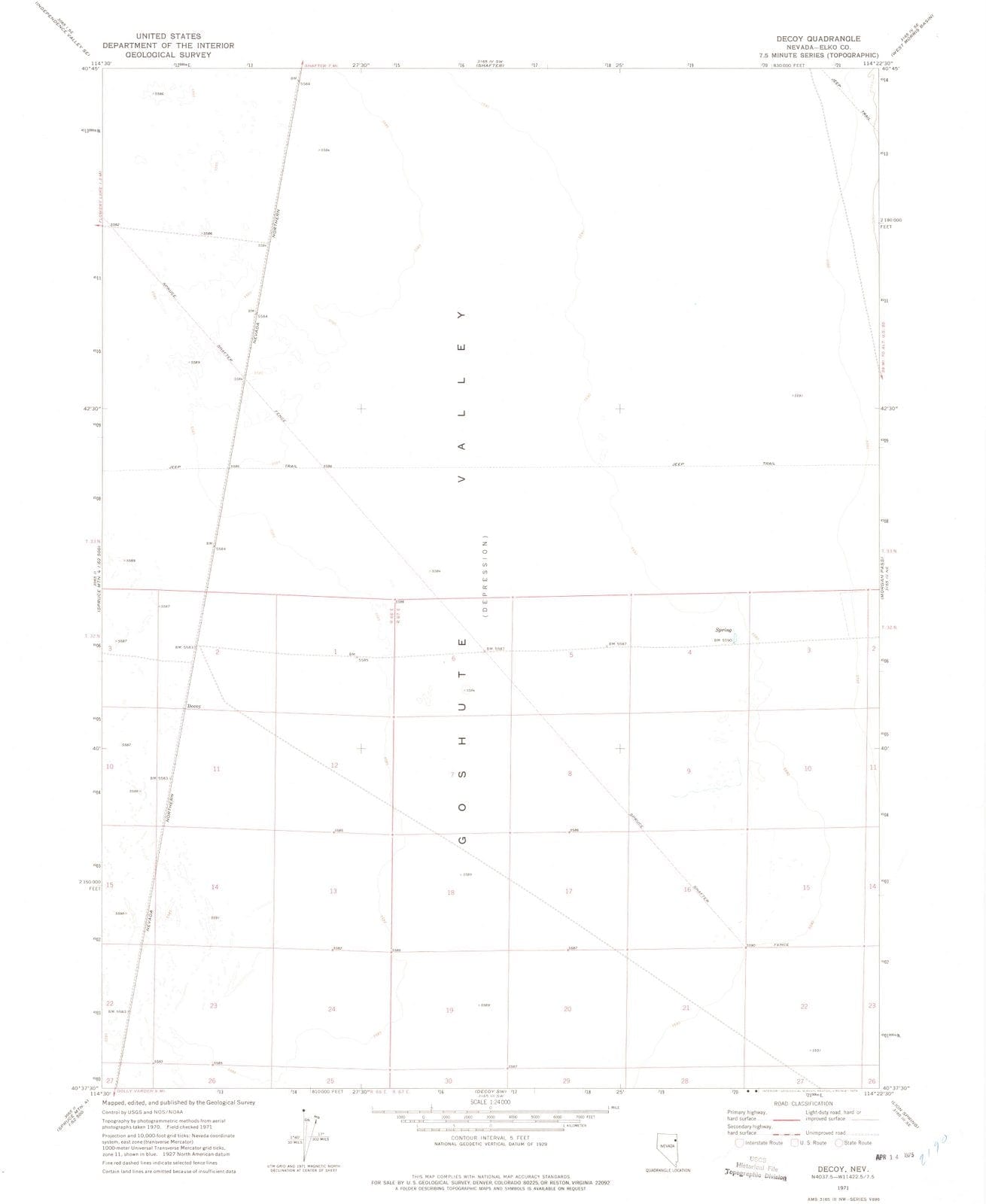 1971 Decoy, NV - Nevada - USGS Topographic Map
