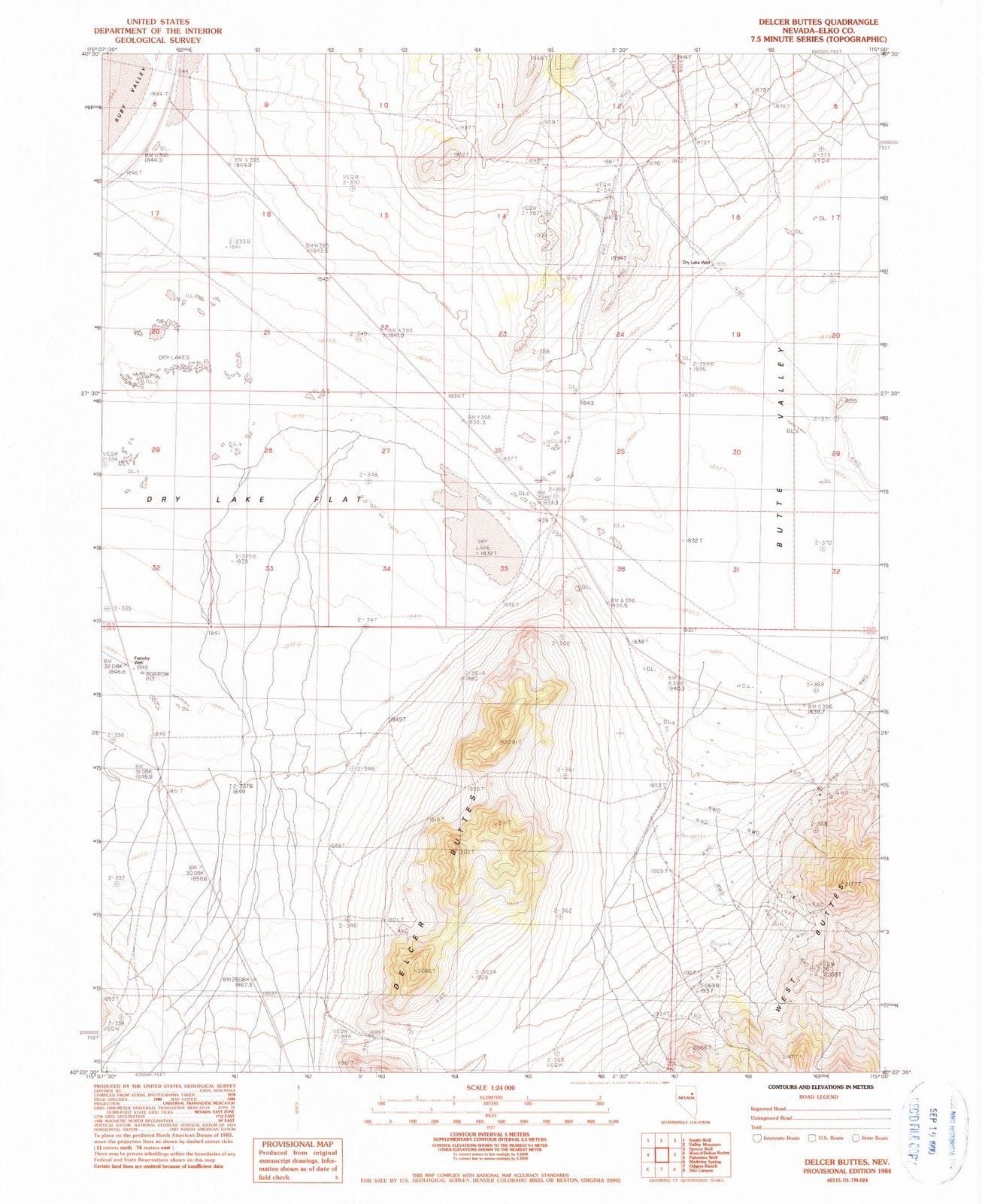 1984 Delcer Buttes, NV - Nevada - USGS Topographic Map