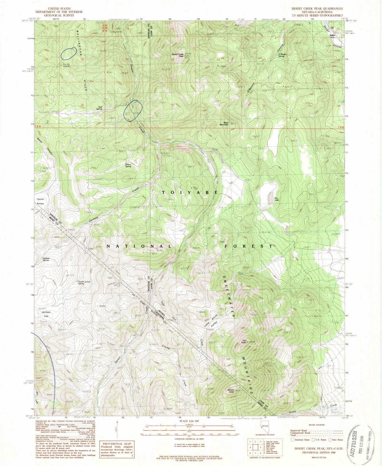 1988 Desert Creek Peak, NV - Nevada - USGS Topographic Map