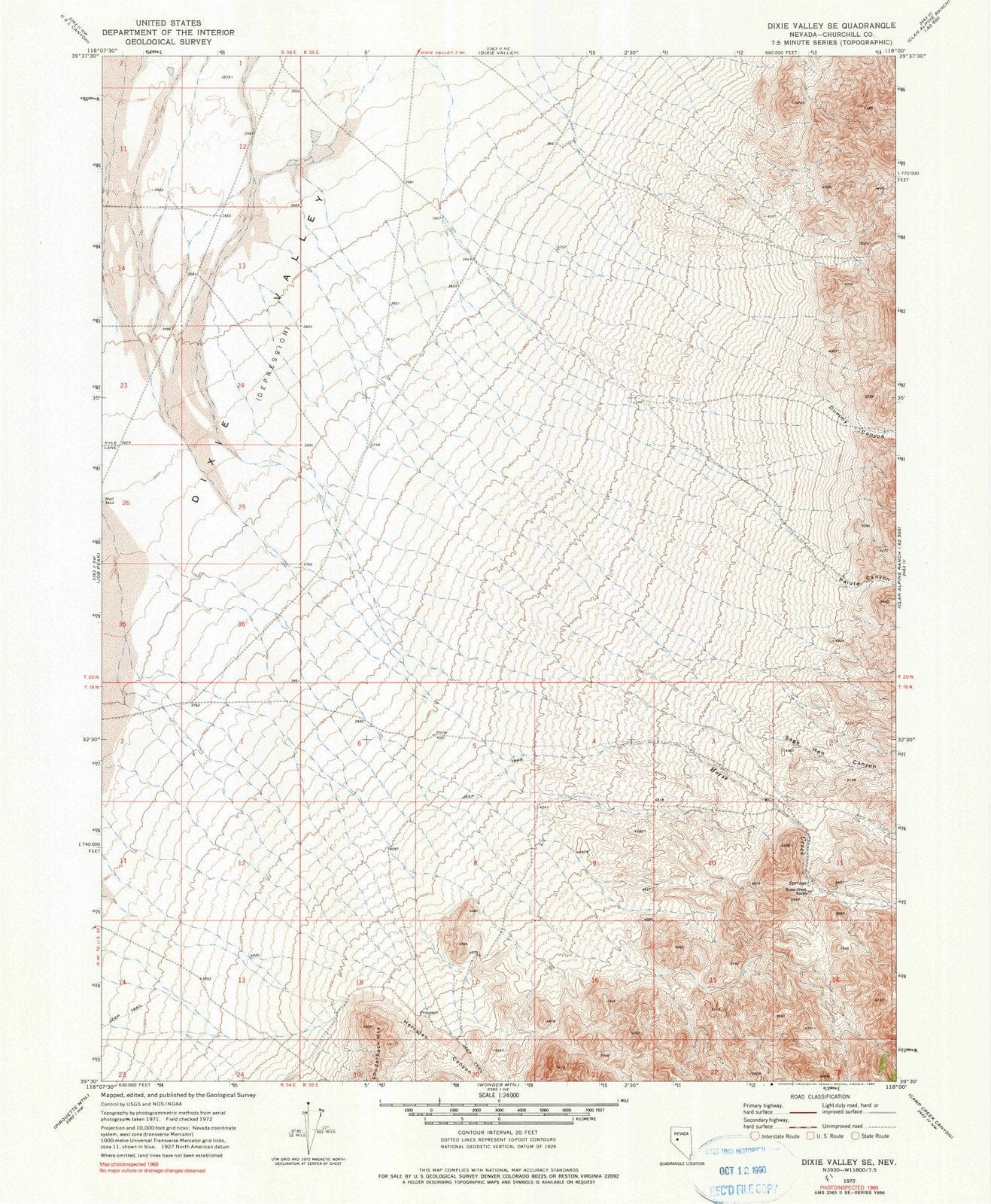 1972 Dixie Valley, NV - Nevada - USGS Topographic Map