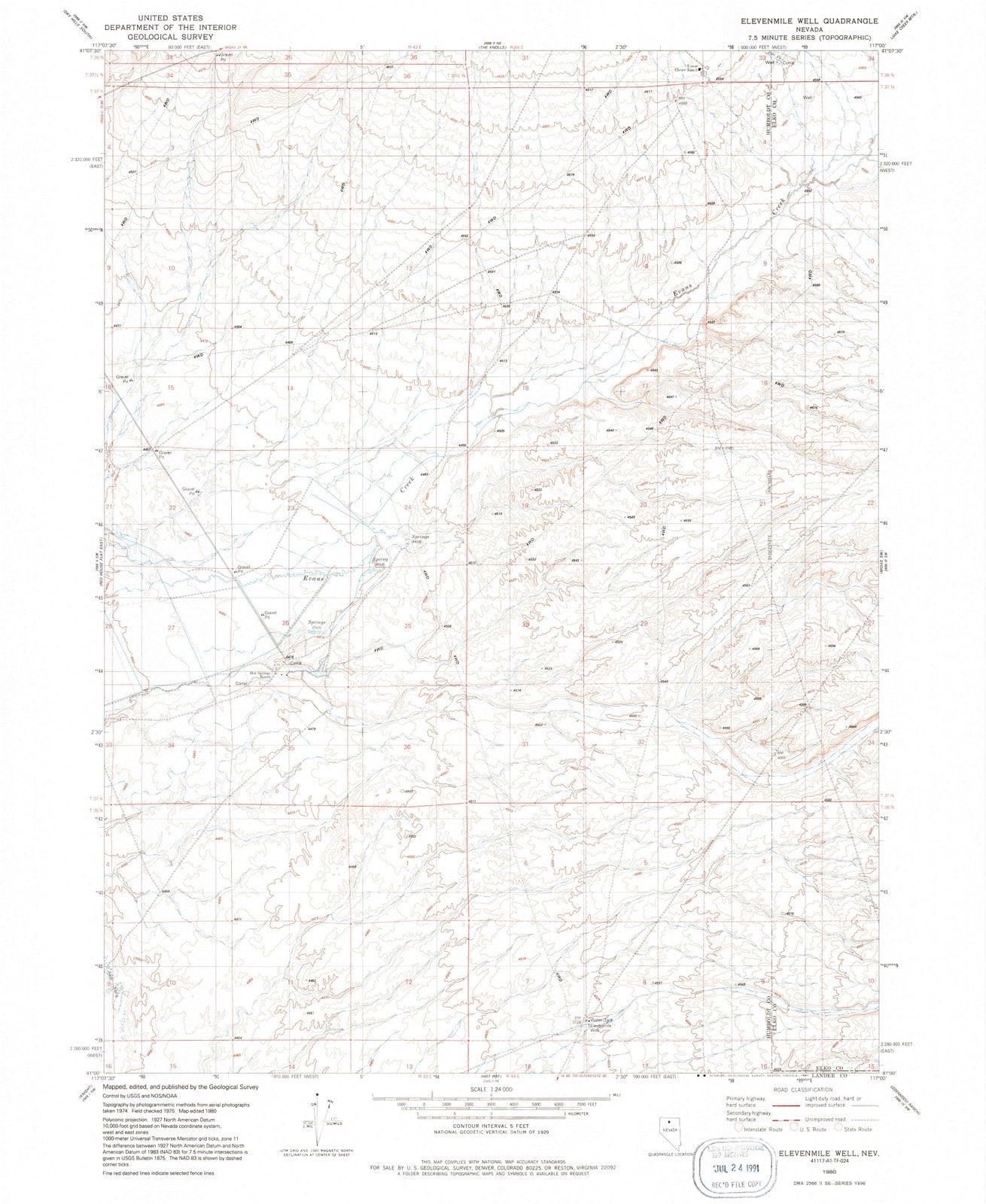 1980 Elevenmile Well, NV - Nevada - USGS Topographic Map