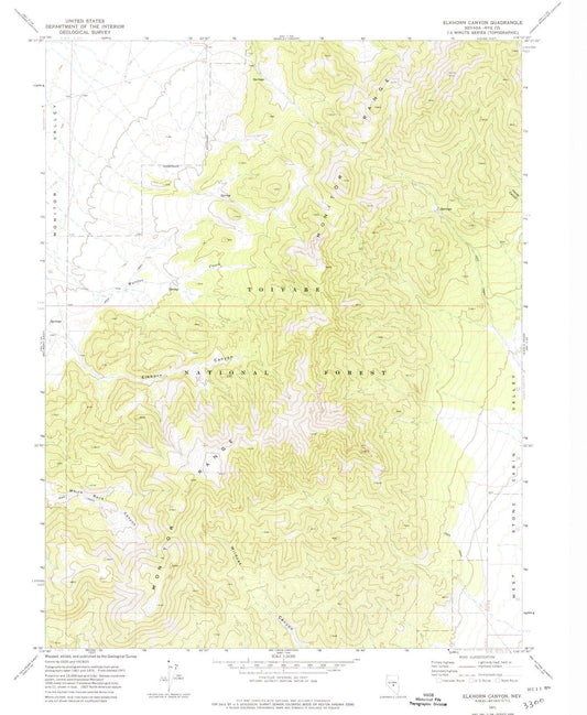 1971 Elkhorn Canyon, NV - Nevada - USGS Topographic Map