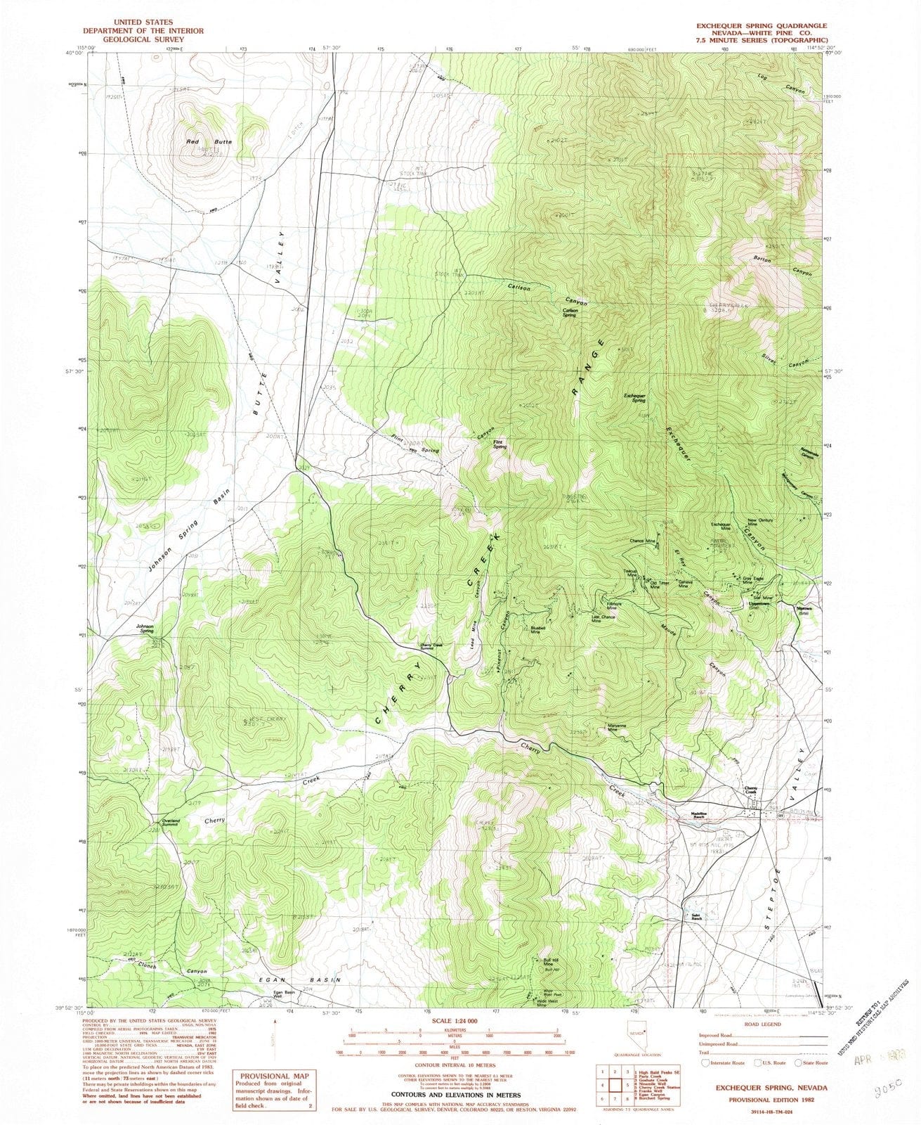 1982 Exchequer Spring, NV - Nevada - USGS Topographic Map