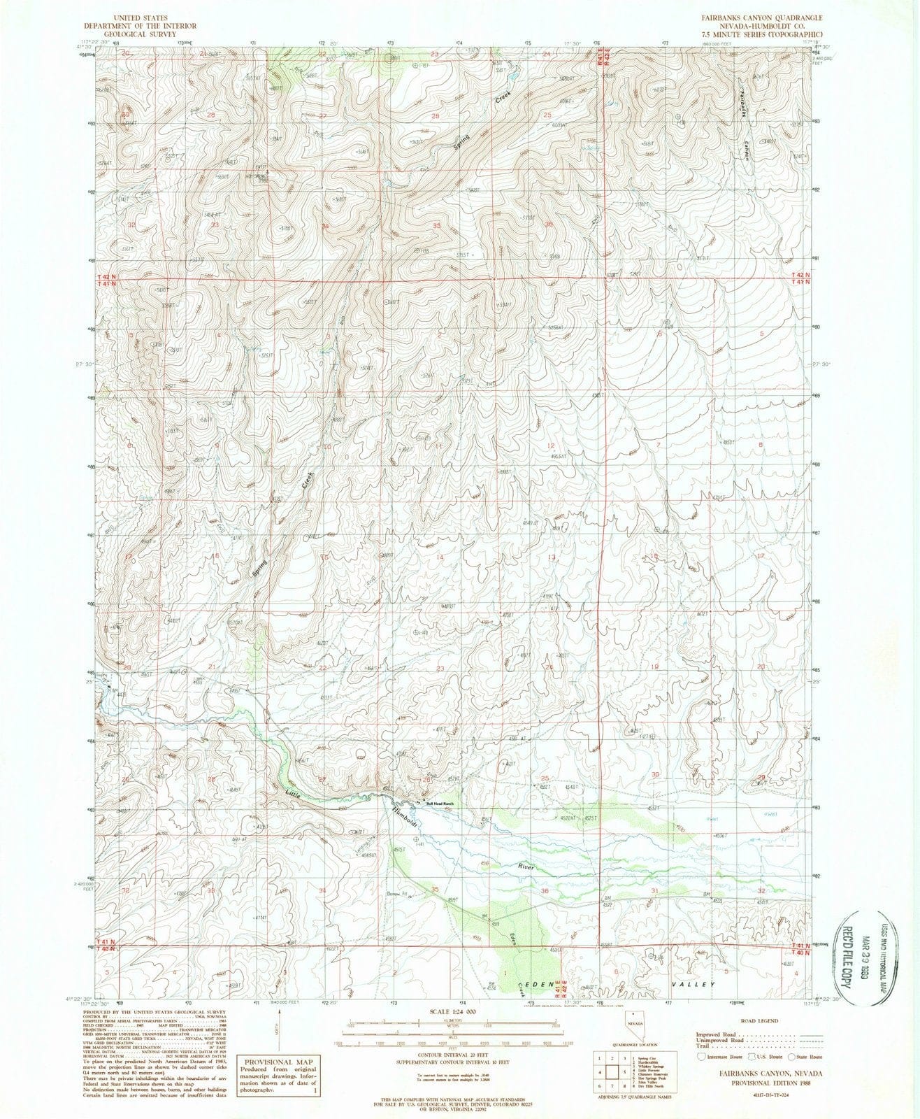 1988 Fairbanks Canyon, NV - Nevada - USGS Topographic Map