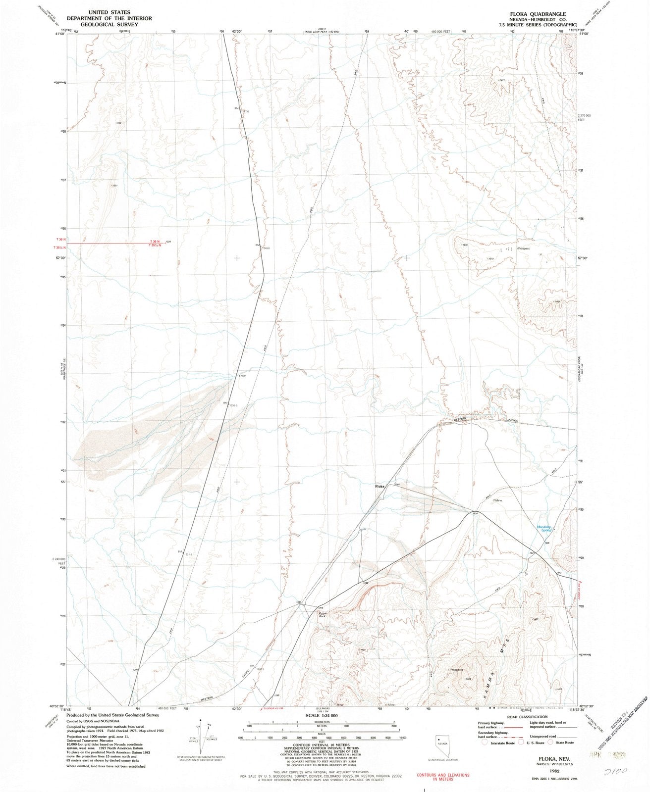 1982 Floka, NV - Nevada - USGS Topographic Map