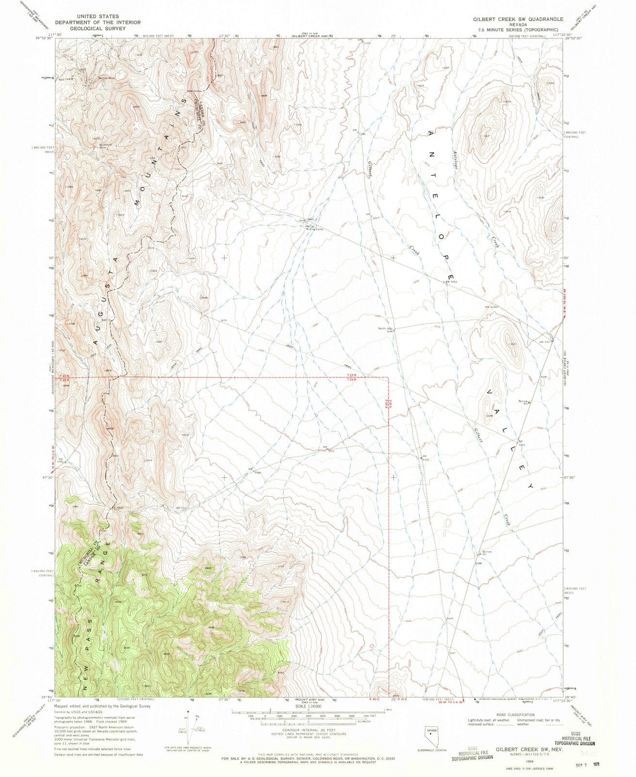 1969 Gilbert Creek, NV - Nevada - USGS Topographic Map v4
