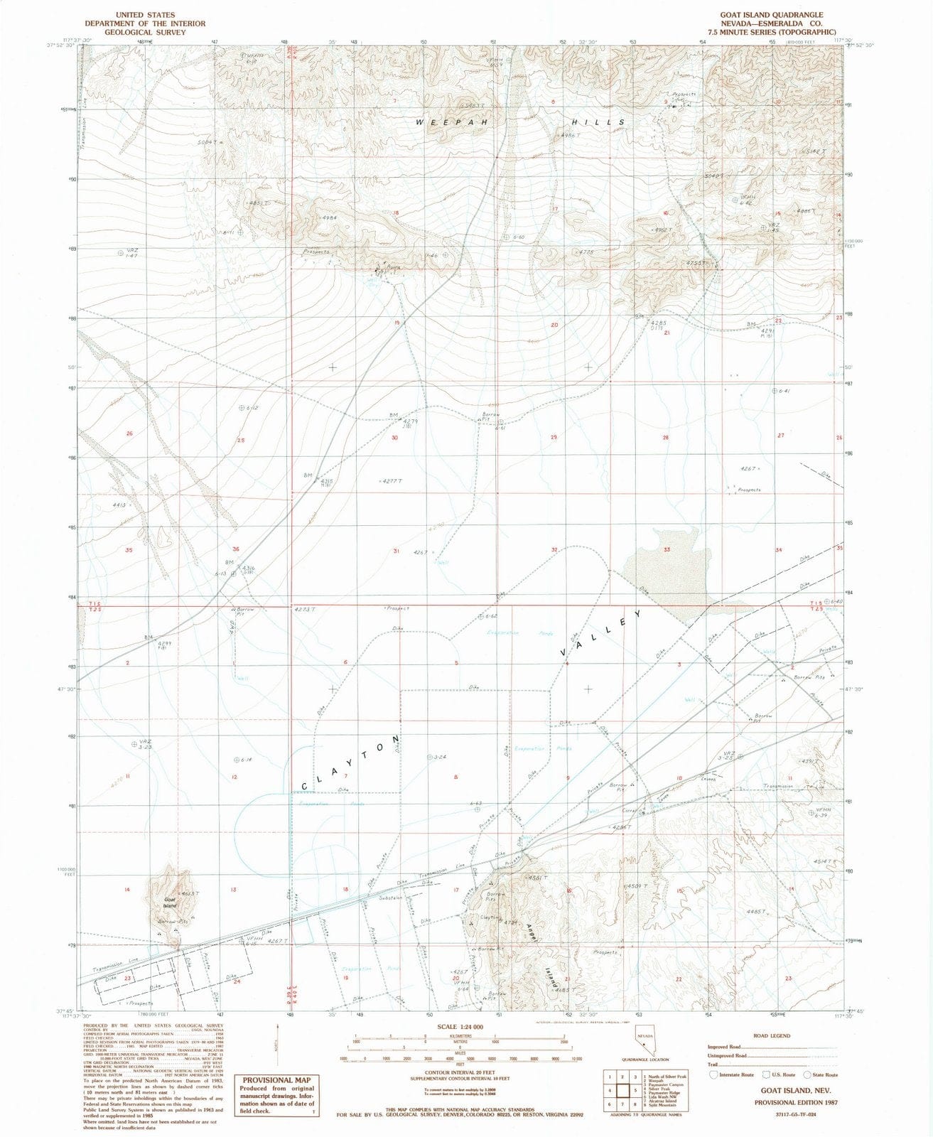 1987 Goat Island, NV - Nevada - USGS Topographic Map