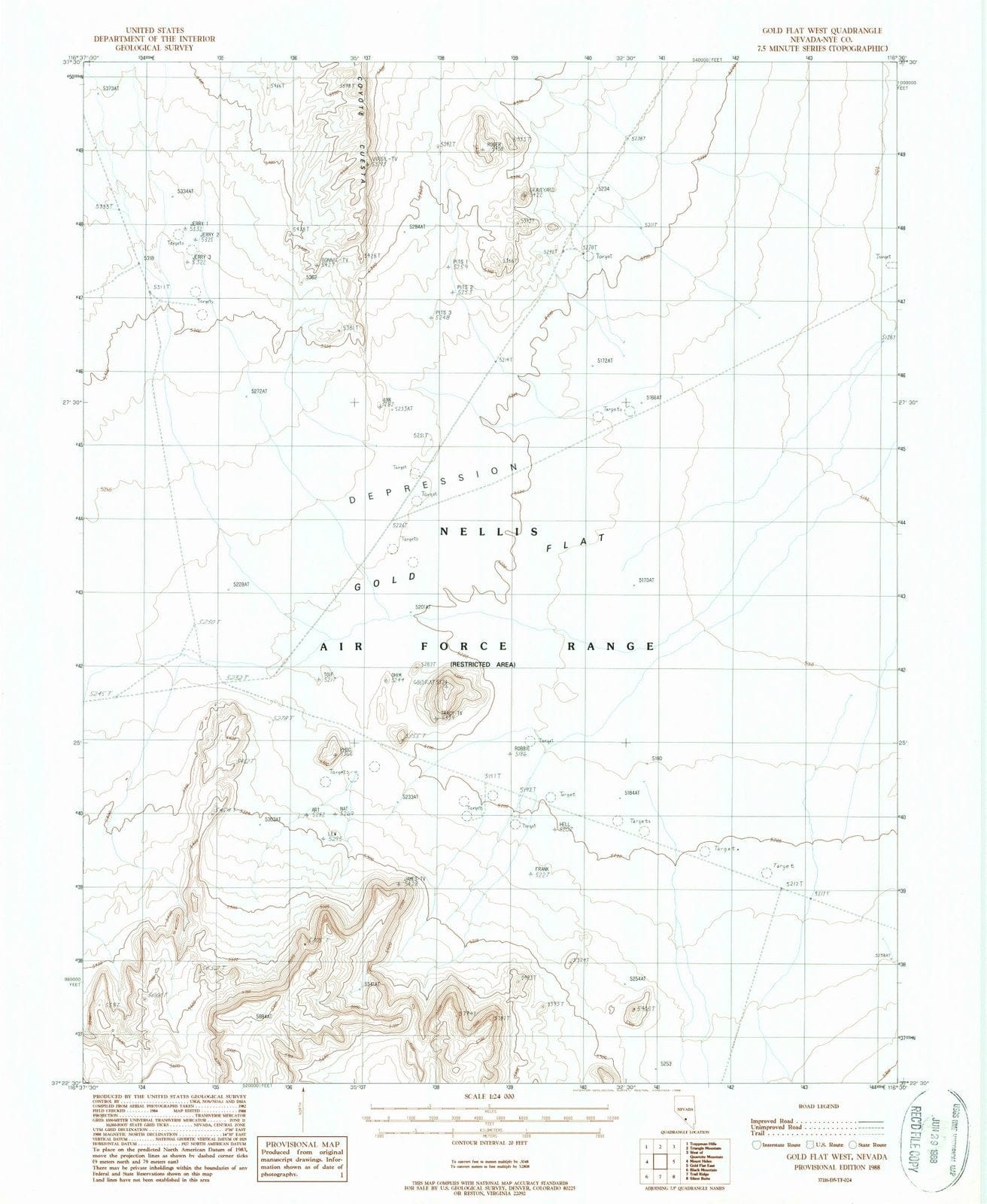 1988 Gold Flat West, NV - Nevada - USGS Topographic Map