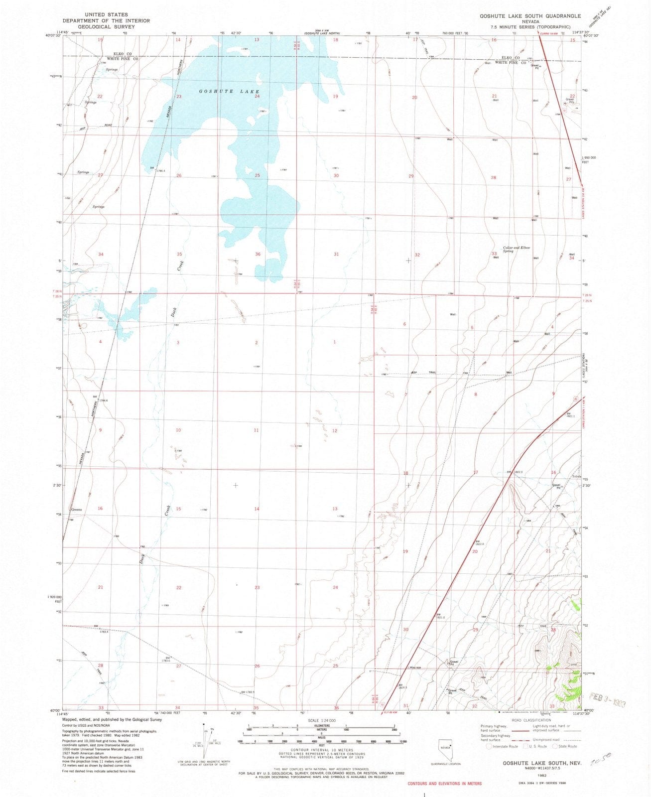 1982 Goshute Lake South, NV - Nevada - USGS Topographic Map