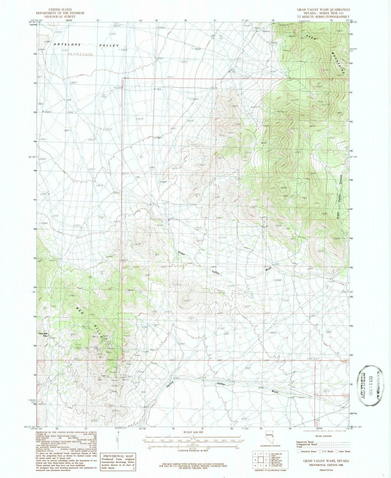 1986 Grass Valley Wash, NV - Nevada - USGS Topographic Map