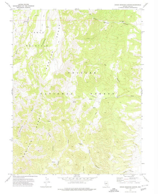 1971 Green Monster Canyon, NV - Nevada - USGS Topographic Map
