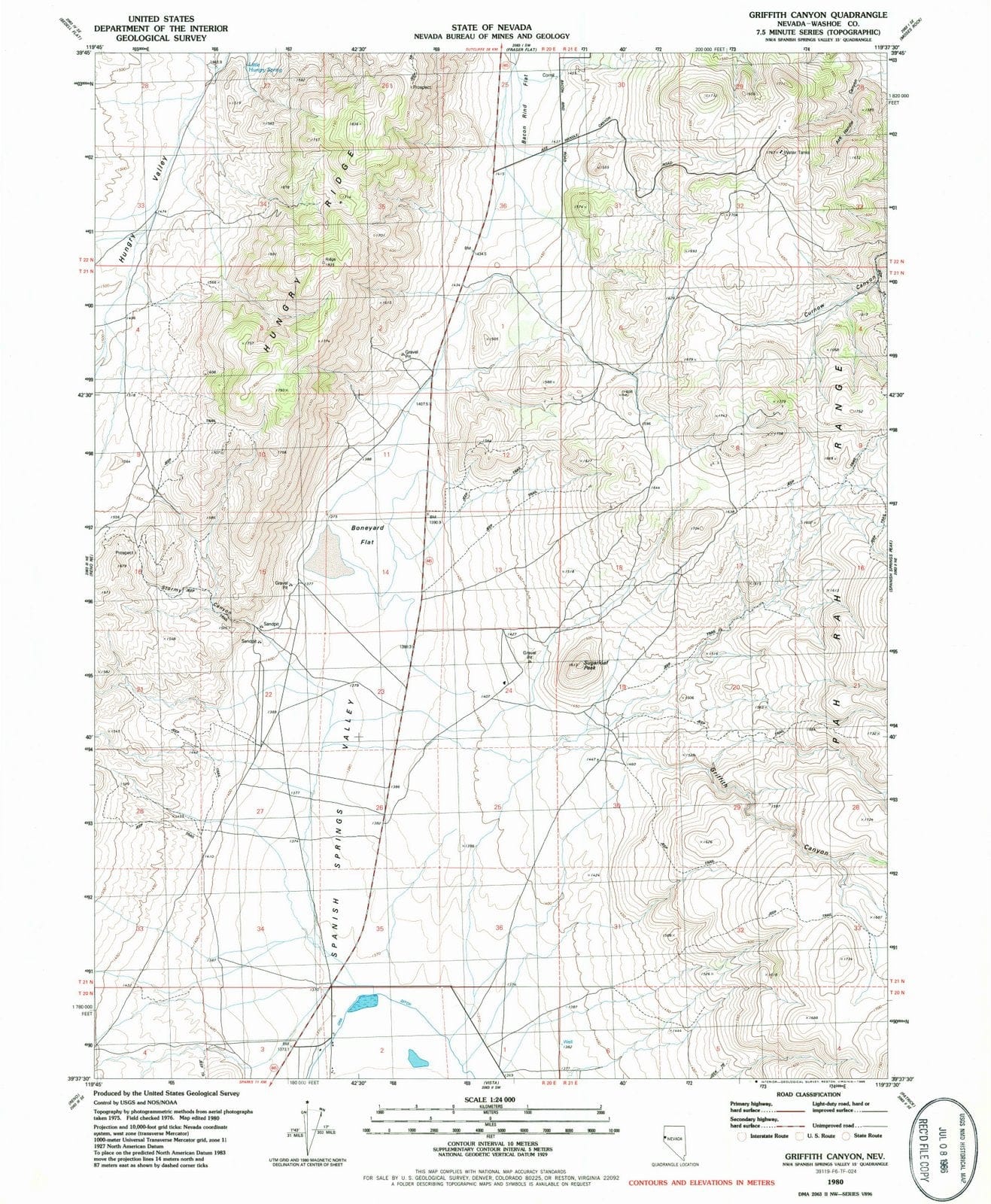 1980 Griffith Canyon, NV - Nevada - USGS Topographic Map