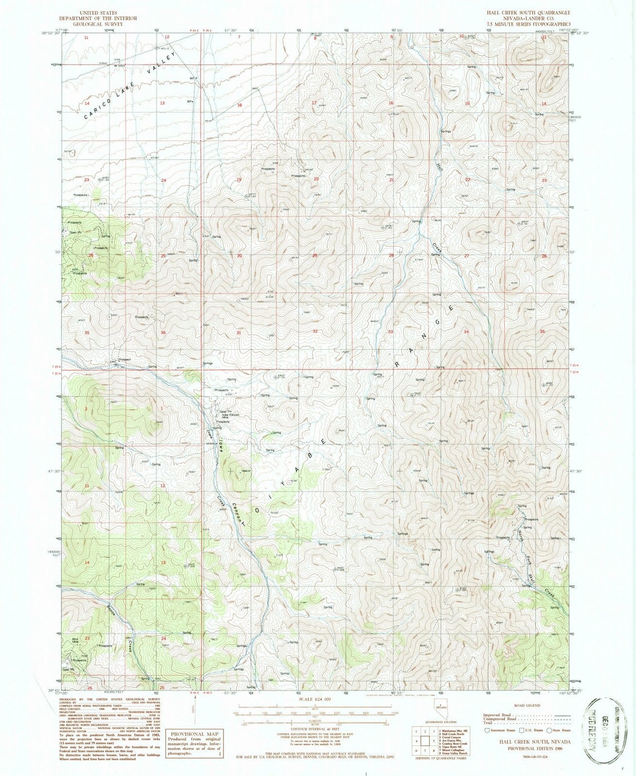 1986 Hall Creek South, NV - Nevada - USGS Topographic Map