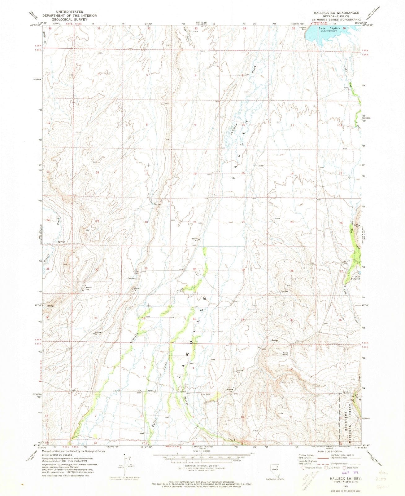 1971 Halleck, NV - Nevada - USGS Topographic Map