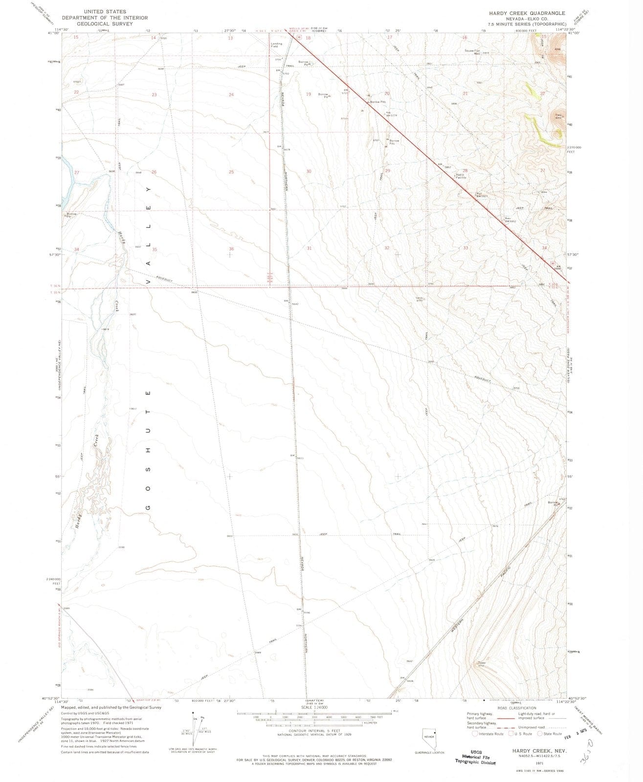 1971 Hardy Creek, NV - Nevada - USGS Topographic Map