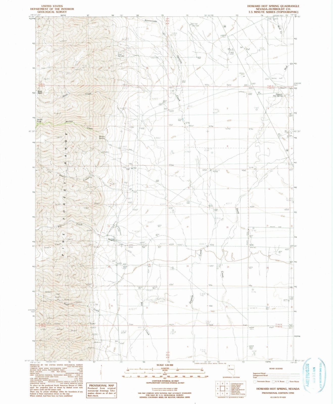 1990 Howard Hot Spring, NV - Nevada - USGS Topographic Map