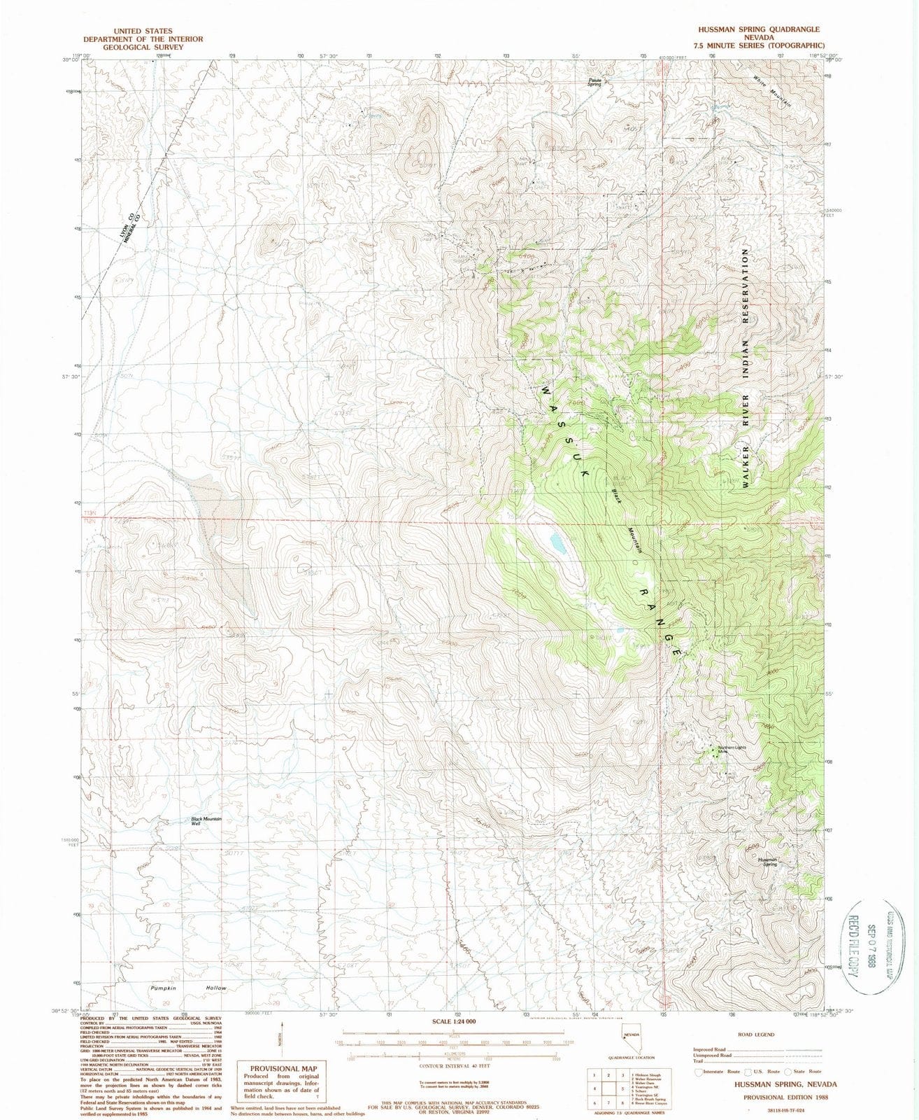 1988 Hussman Spring, NV - Nevada - USGS Topographic Map
