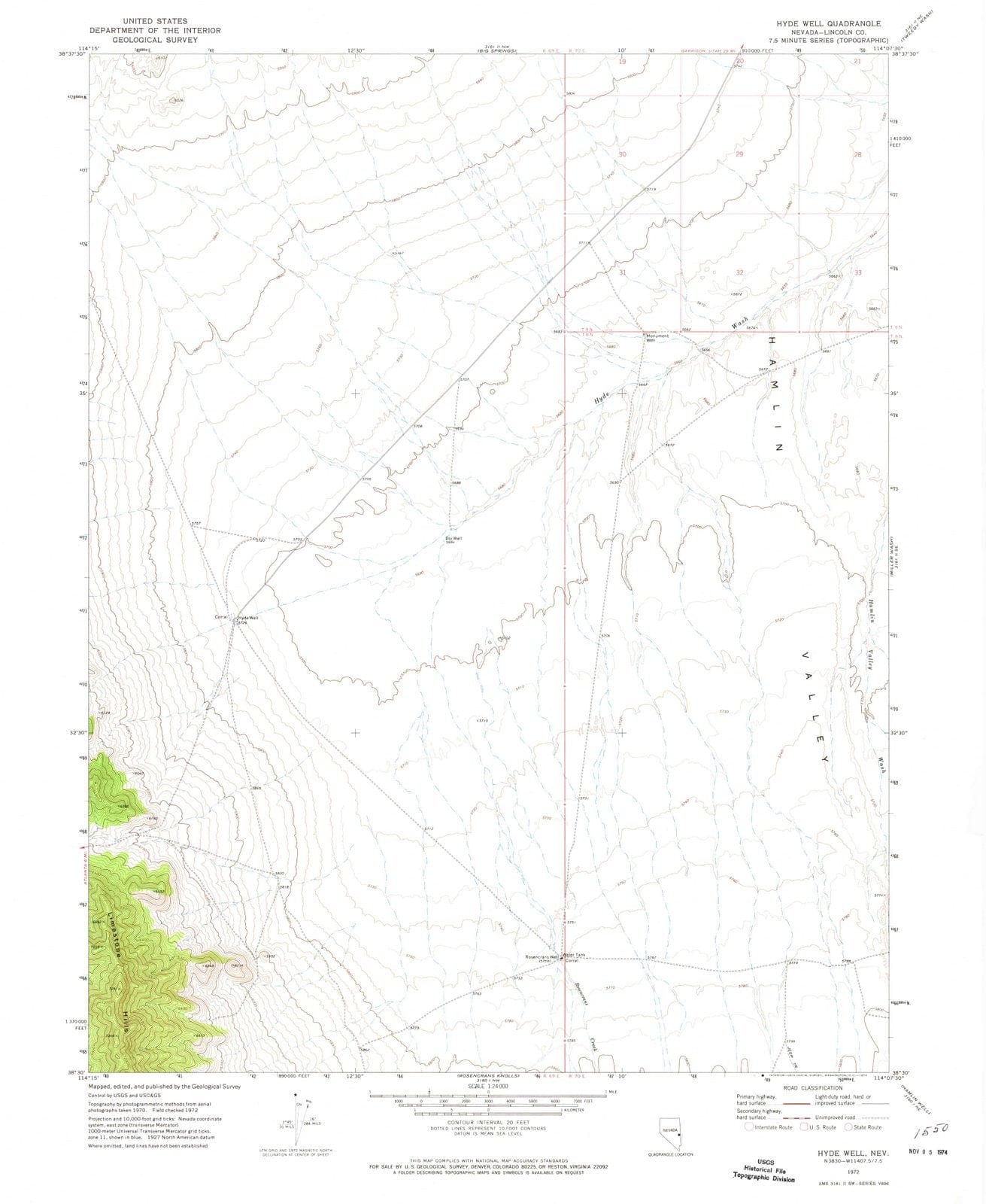 1972 Hyde Well, NV - Nevada - USGS Topographic Map