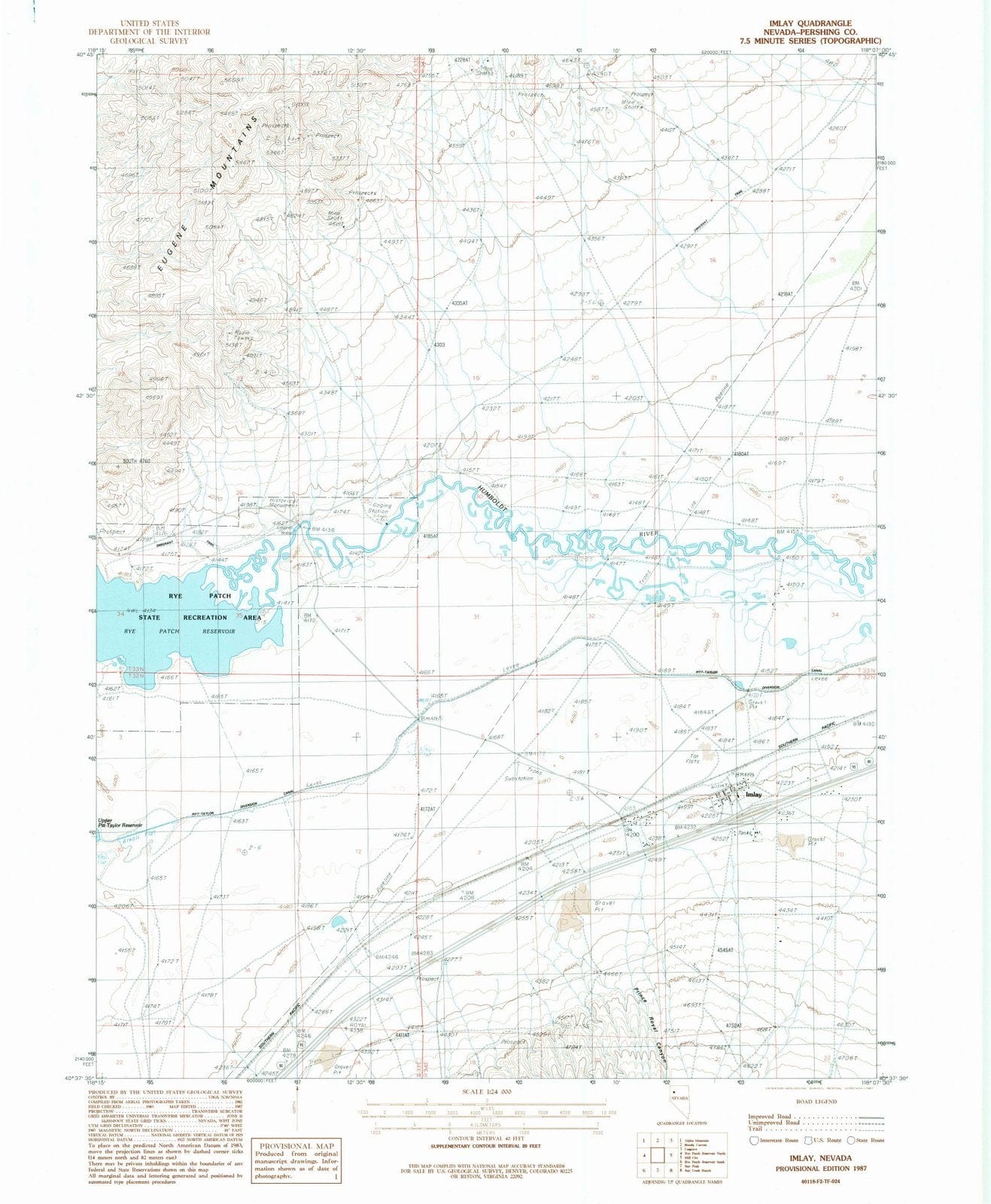 1987 Imlay, NV - Nevada - USGS Topographic Map