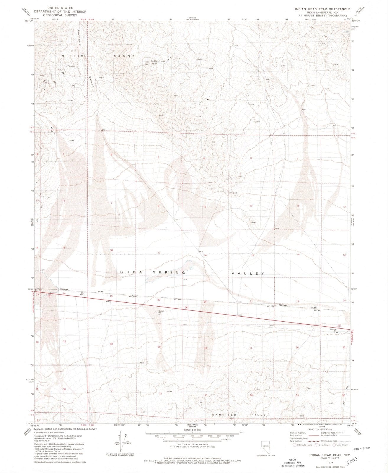 1979 Indian Head Peak, NV - Nevada - USGS Topographic Map