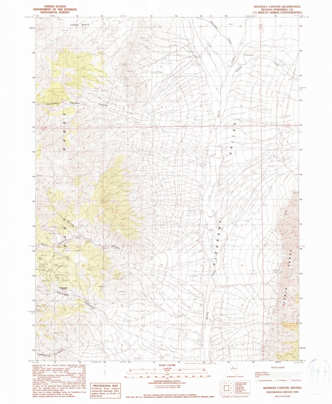 1990 Kennedy Canyon, NV - Nevada - USGS Topographic Map