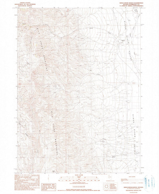 1990 Kings River Ranch, NV - Nevada - USGS Topographic Map