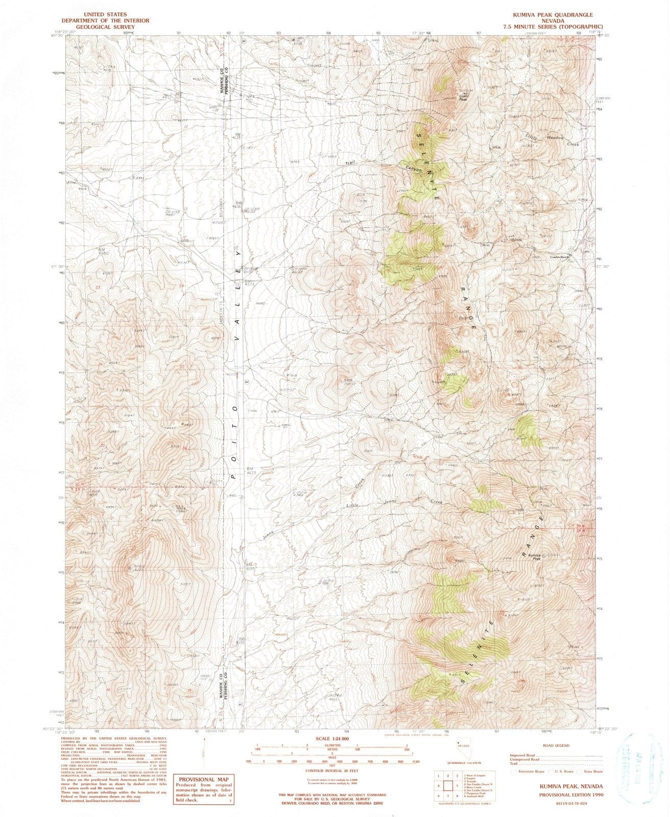 1990 Kumiva Peak, NV - Nevada - USGS Topographic Map