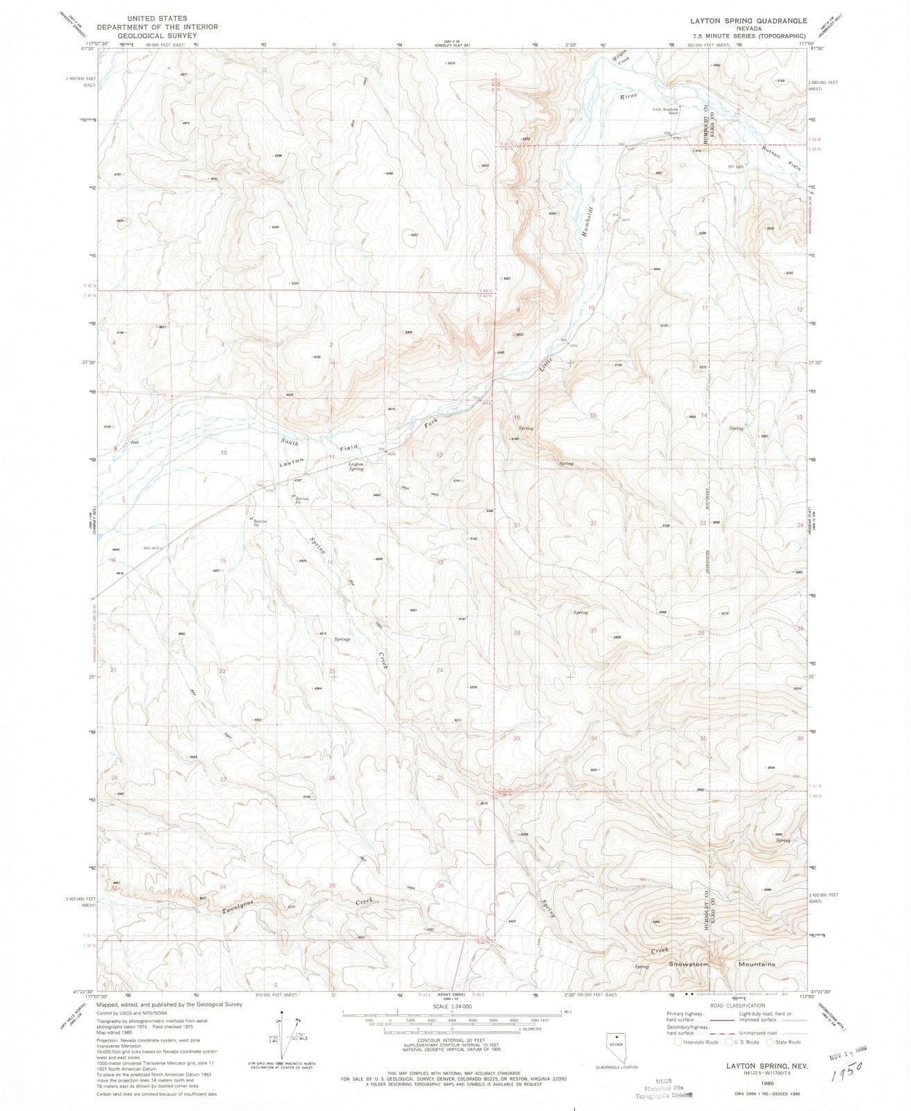 1980 Layton Spring, NV - Nevada - USGS Topographic Map