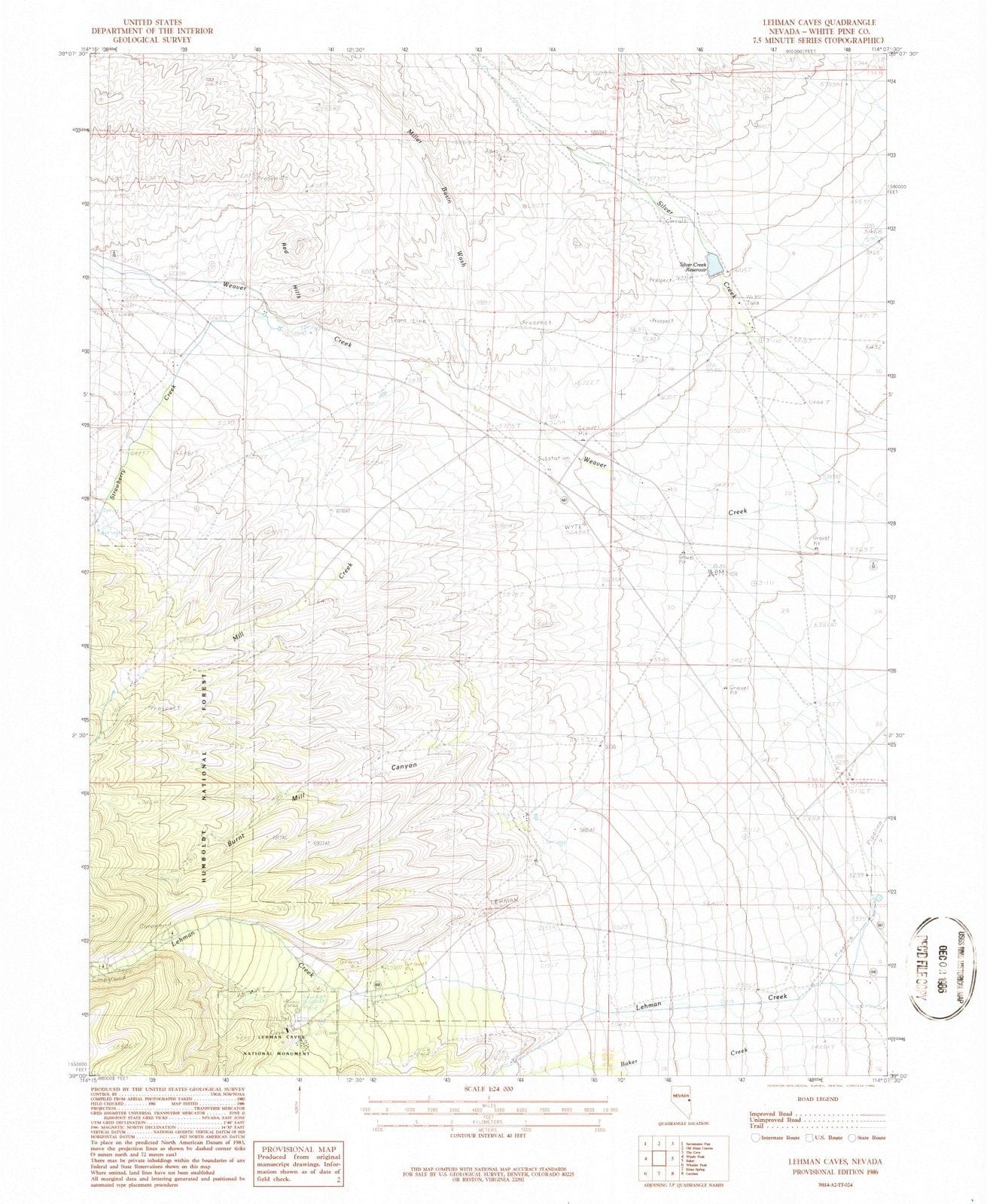 1986 Lehman Caves, NV - Nevada - USGS Topographic Map
