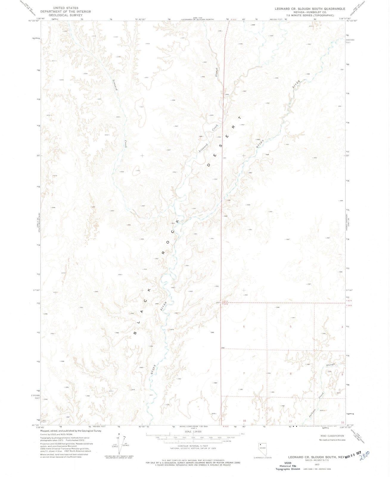 1972 Leonard Cr. Slough South, NV - Nevada - USGS Topographic Map