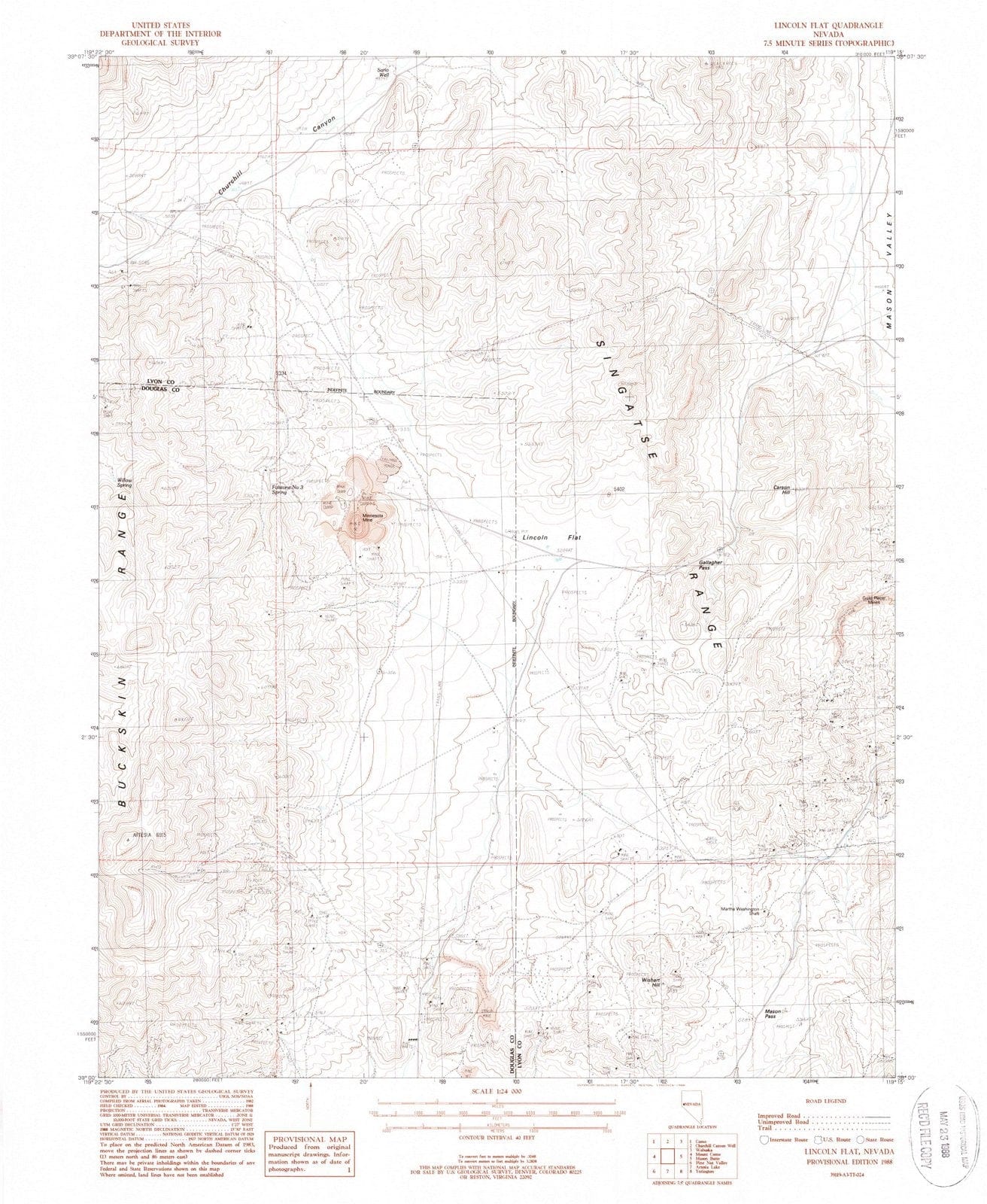 1988 Lincoln Flat, NV - Nevada - USGS Topographic Map