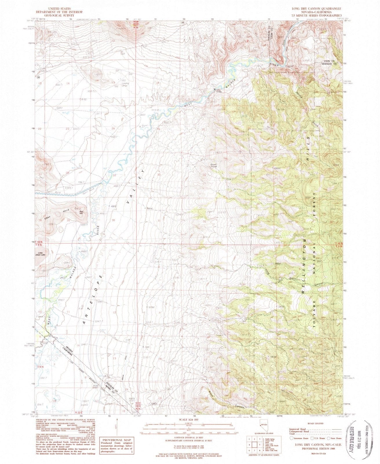 1988 Long Dry Canyon, NV - Nevada - USGS Topographic Map