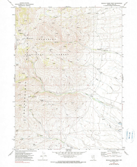 1971 Mahala Creek West, NV - Nevada - USGS Topographic Map