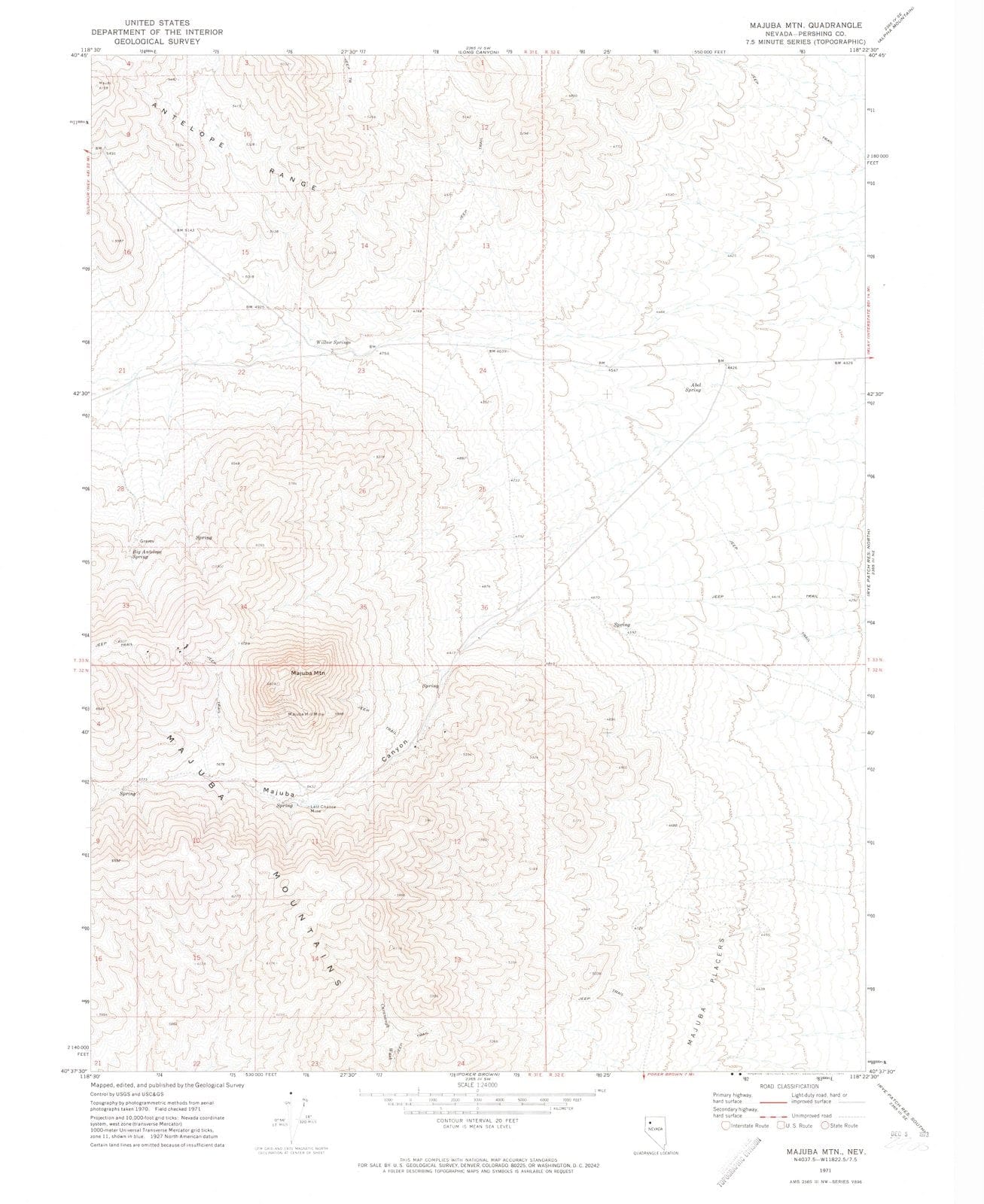 1971 Majuba MTN, NV - Nevada - USGS Topographic Map
